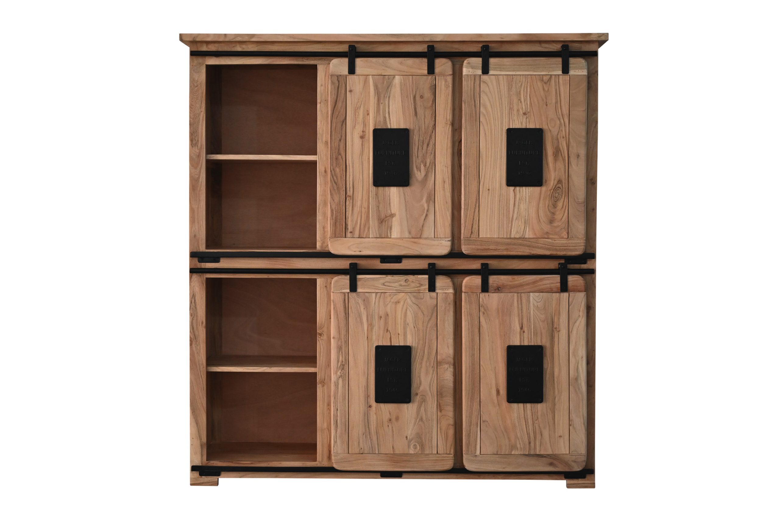 Highboard Akazienholz massiv natur Hochschrank 150 x 45 x 160 cm LIBRO II – Bild 6