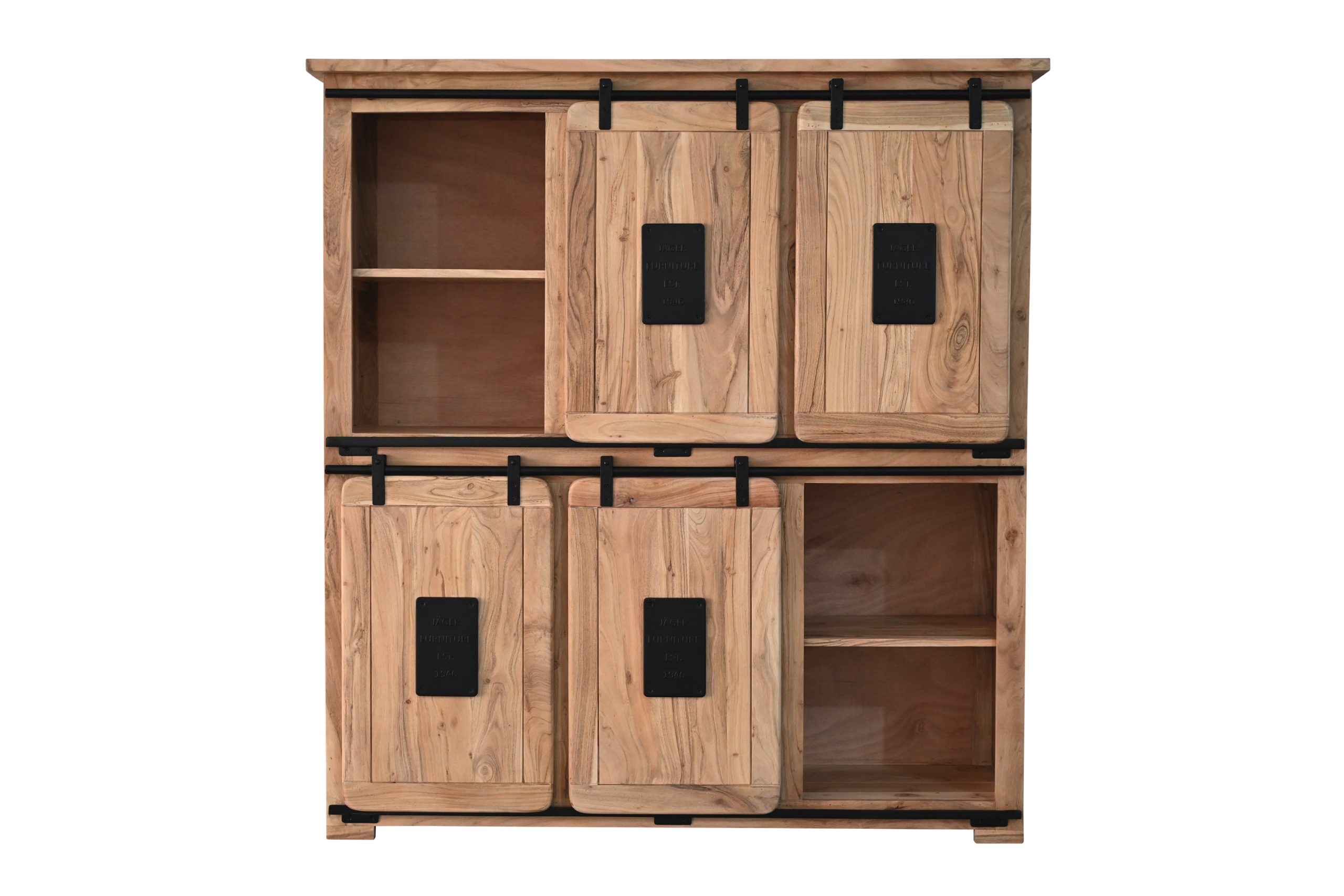 Highboard Akazienholz massiv natur Hochschrank 150 x 45 x 160 cm LIBRO II – Bild 7