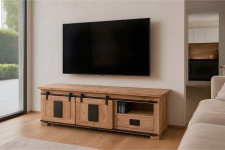 Lowboard Akazienholz massiv natur Fernsehkommode 160 x 45 x 50 cm LIBRO IV