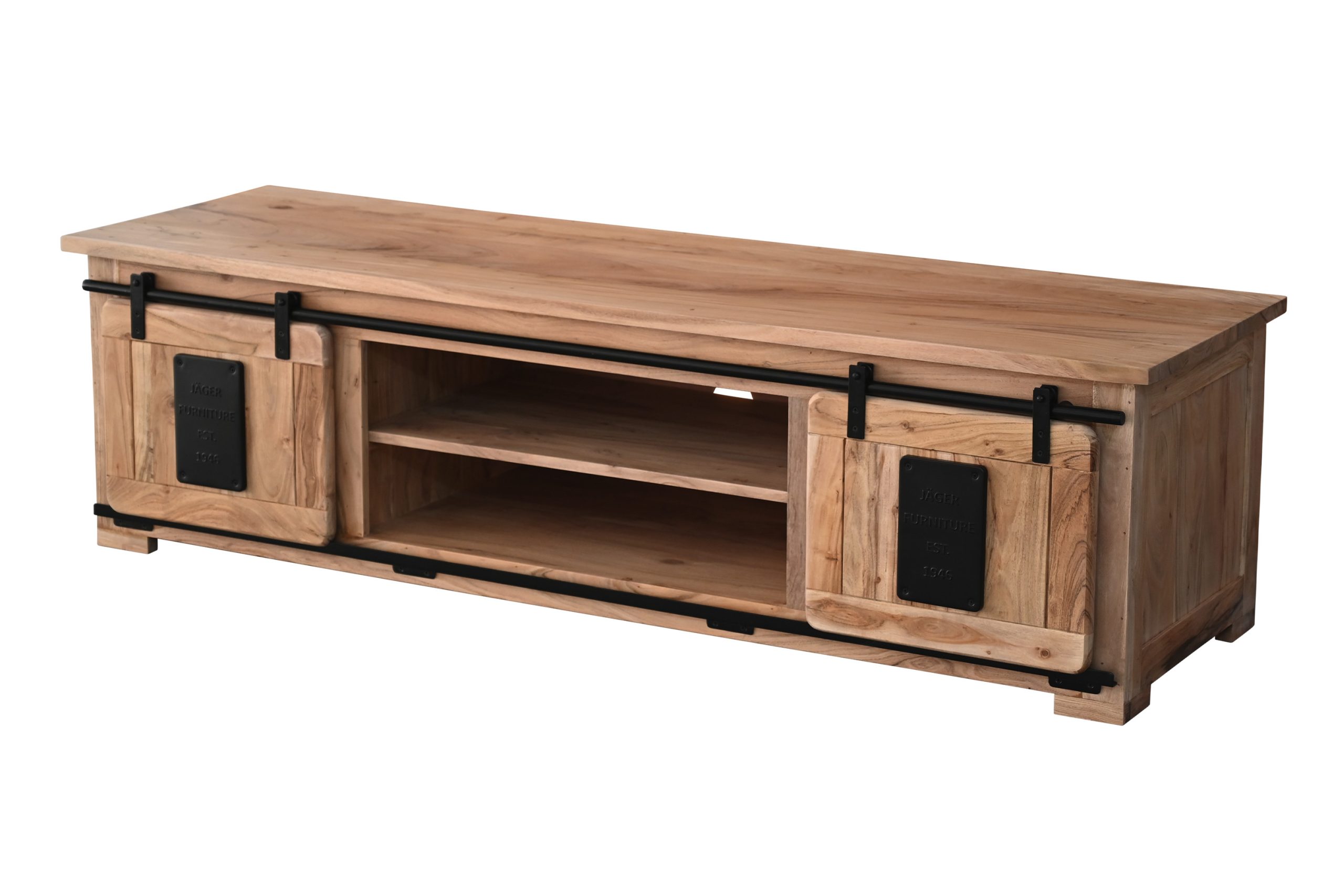 Lowboard Akazienholz massiv natur Fernsehkommode 180 x 55 x 50 cm LIBRO VII – Bild 2