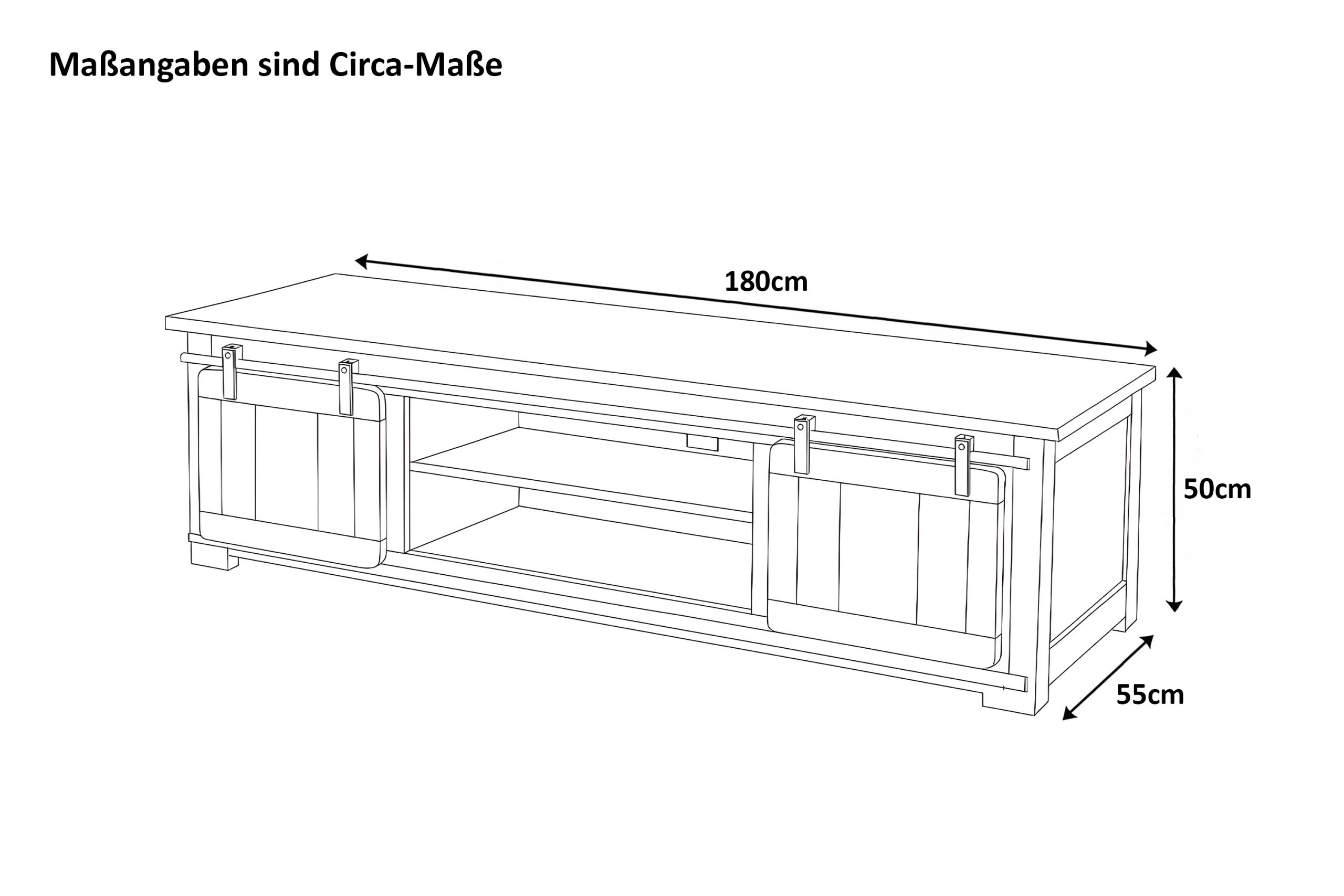 Lowboard Akazienholz massiv natur Fernsehkommode 180 x 55 x 50 cm LIBRO VII – Bild 3