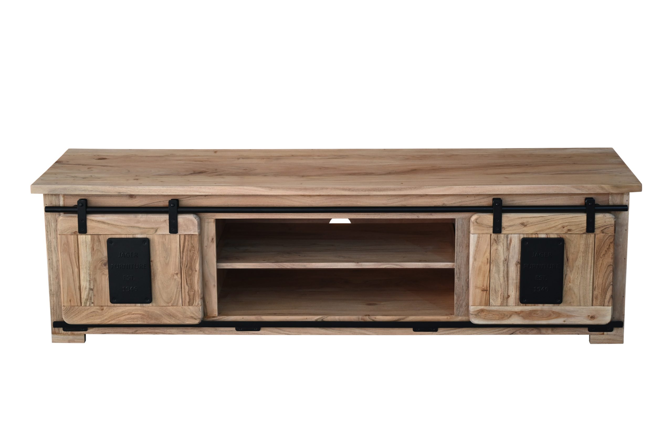 Lowboard Akazienholz massiv natur Fernsehkommode 180 x 55 x 50 cm LIBRO VII – Bild 4