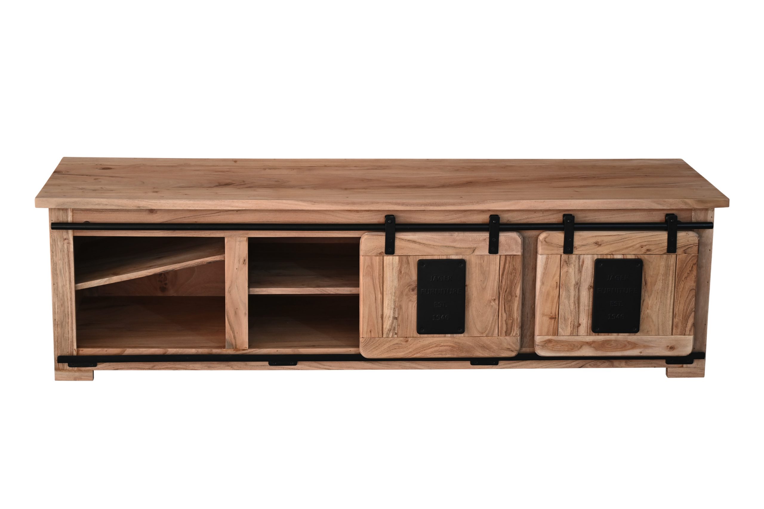 Lowboard Akazienholz massiv natur Fernsehkommode 180 x 55 x 50 cm LIBRO VII – Bild 8