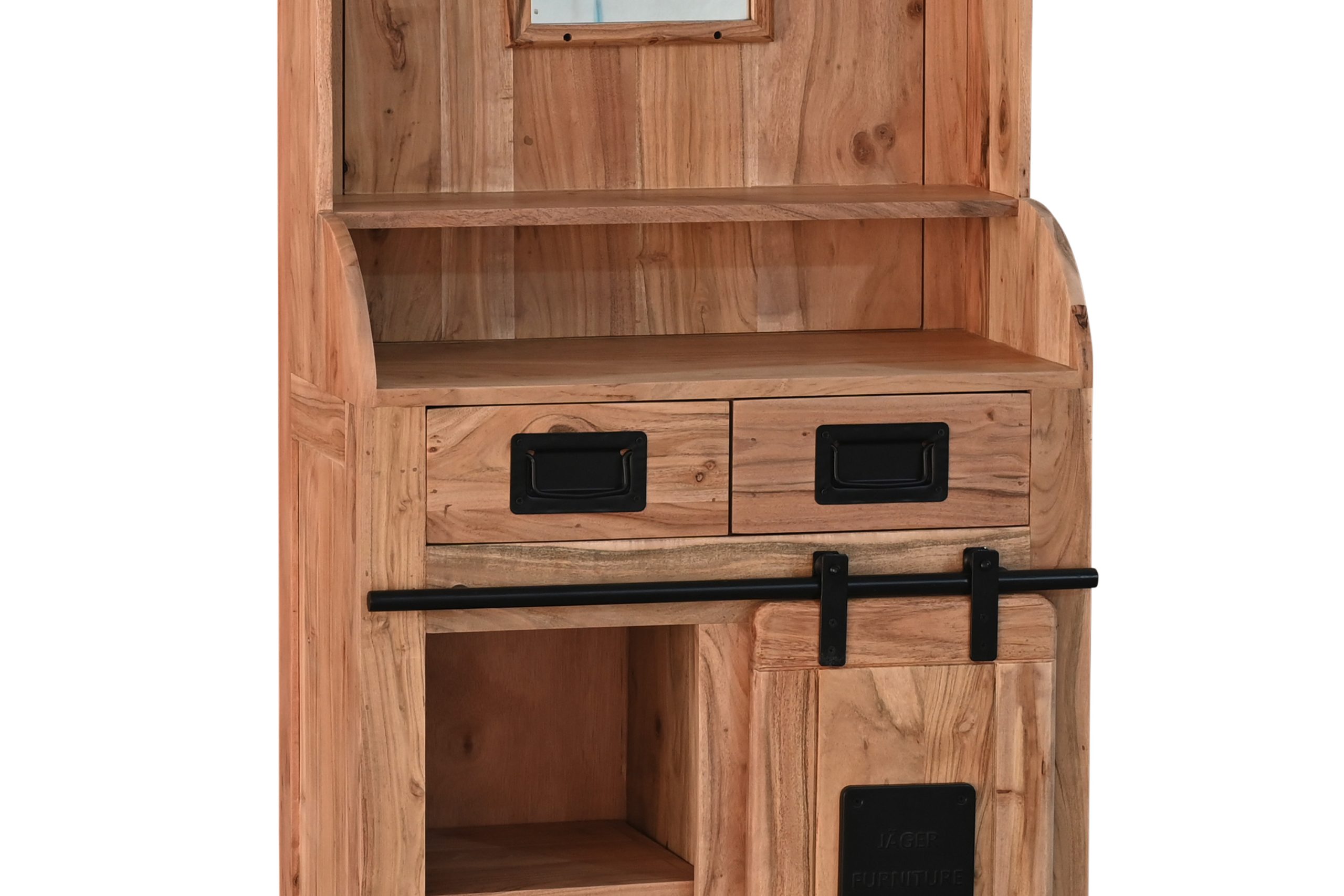 Weinschrank Akazienholz massiv natur Holzschrank 75 x 35 x 170 cm LIBRO – Bild 5