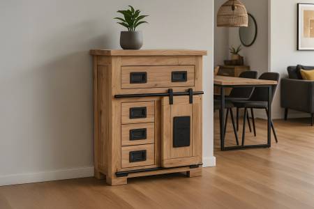 Sideboard Akazienholz massiv natur Kommode 75 x 35 x 85 cm LIBRO VII