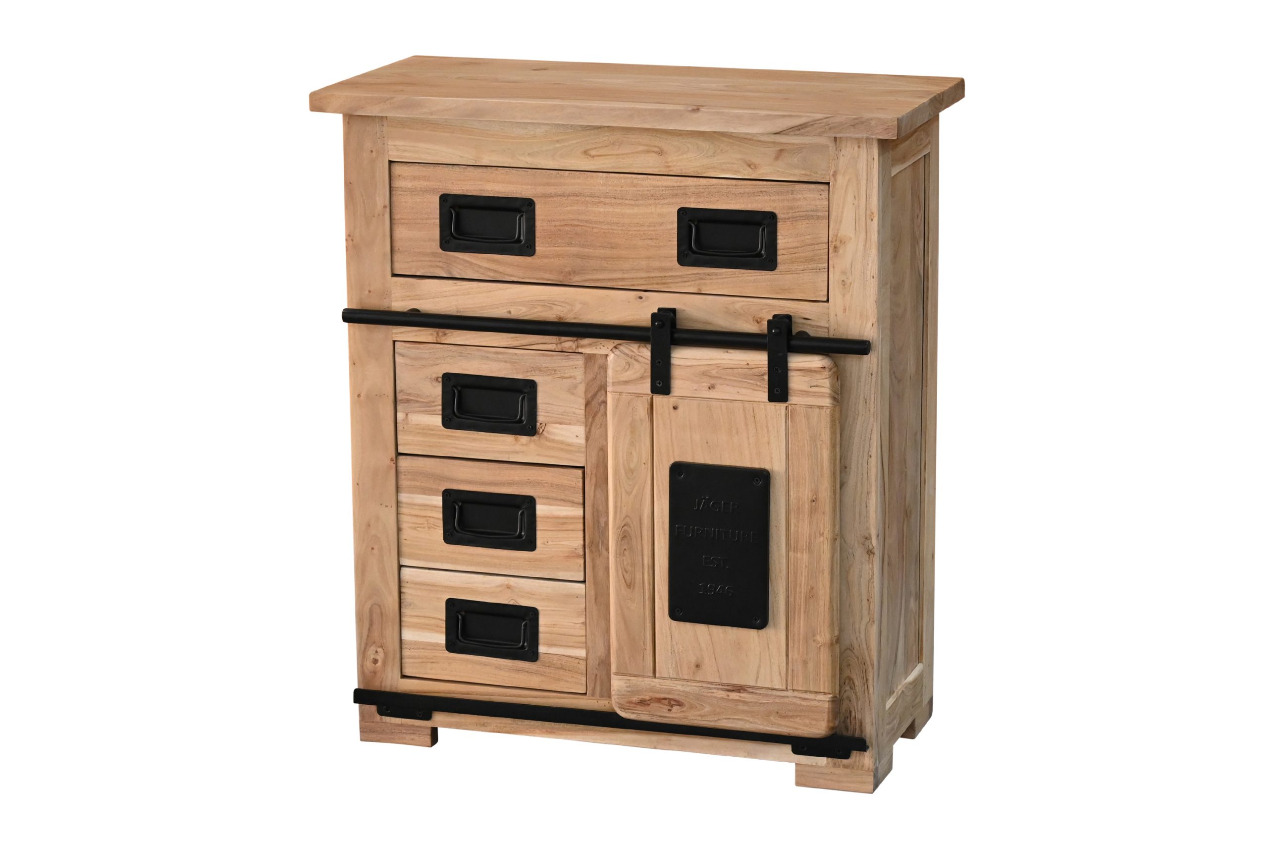 Sideboard Akazienholz massiv natur Kommode 75 x 35 x 85 cm LIBRO VII – Bild 2