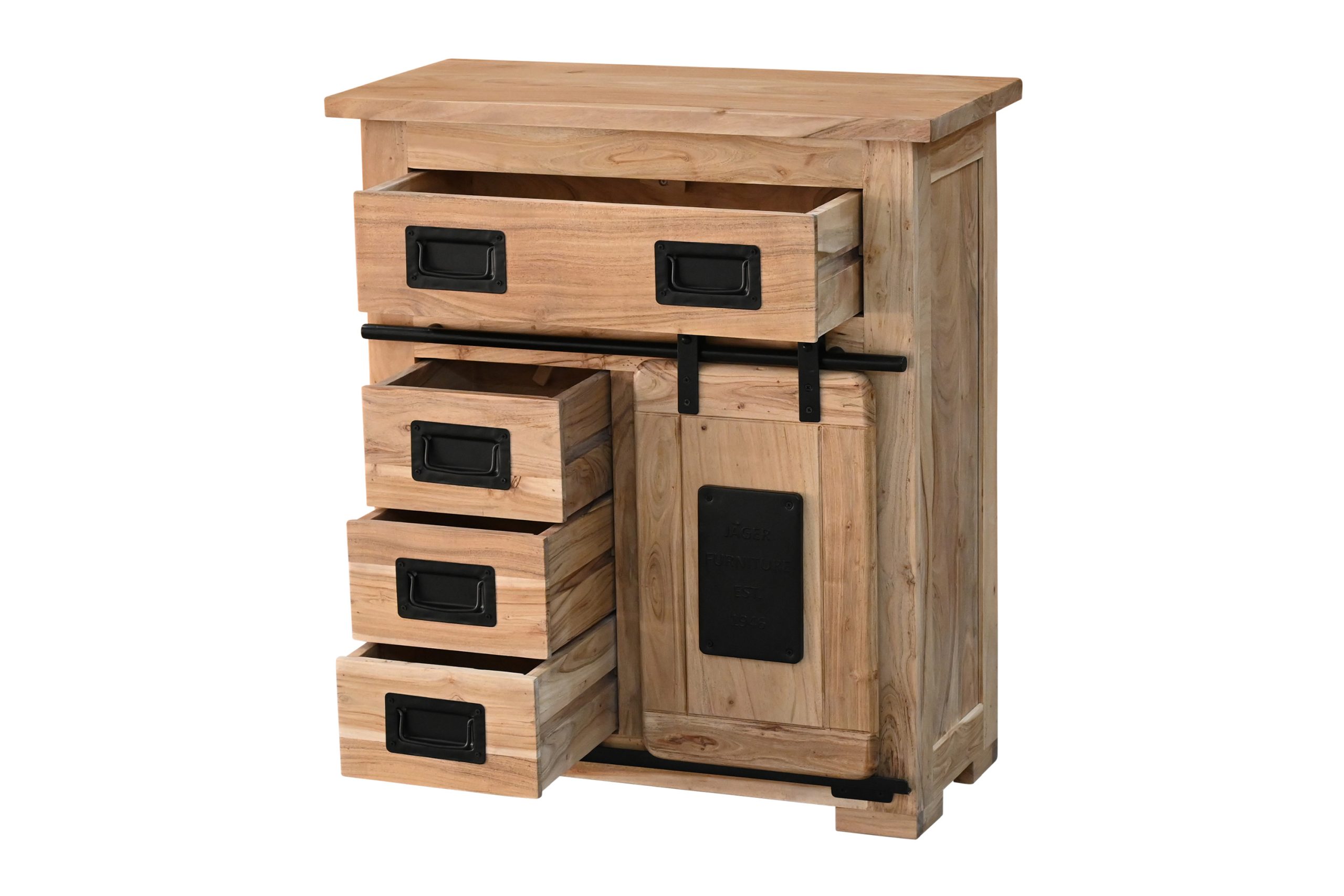 Sideboard Akazienholz massiv natur Kommode 75 x 35 x 85 cm LIBRO VII – Bild 5