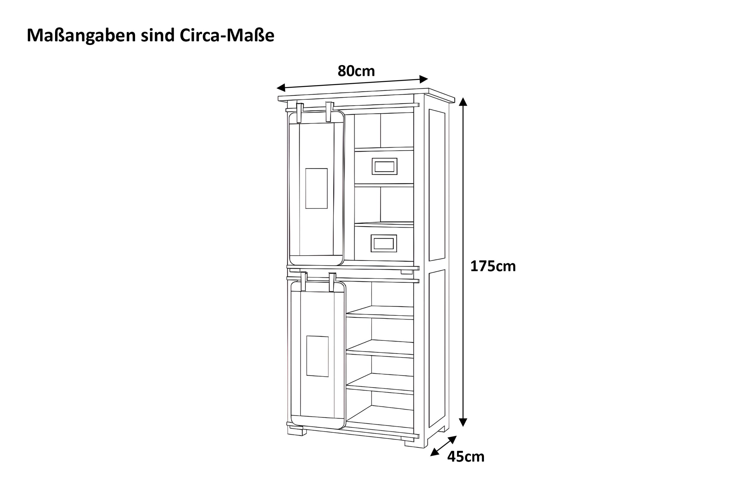 Highboard Akazienholz massiv natur Hochschrank 80 x 45 x 175 cm LIBRO IV – Bild 3