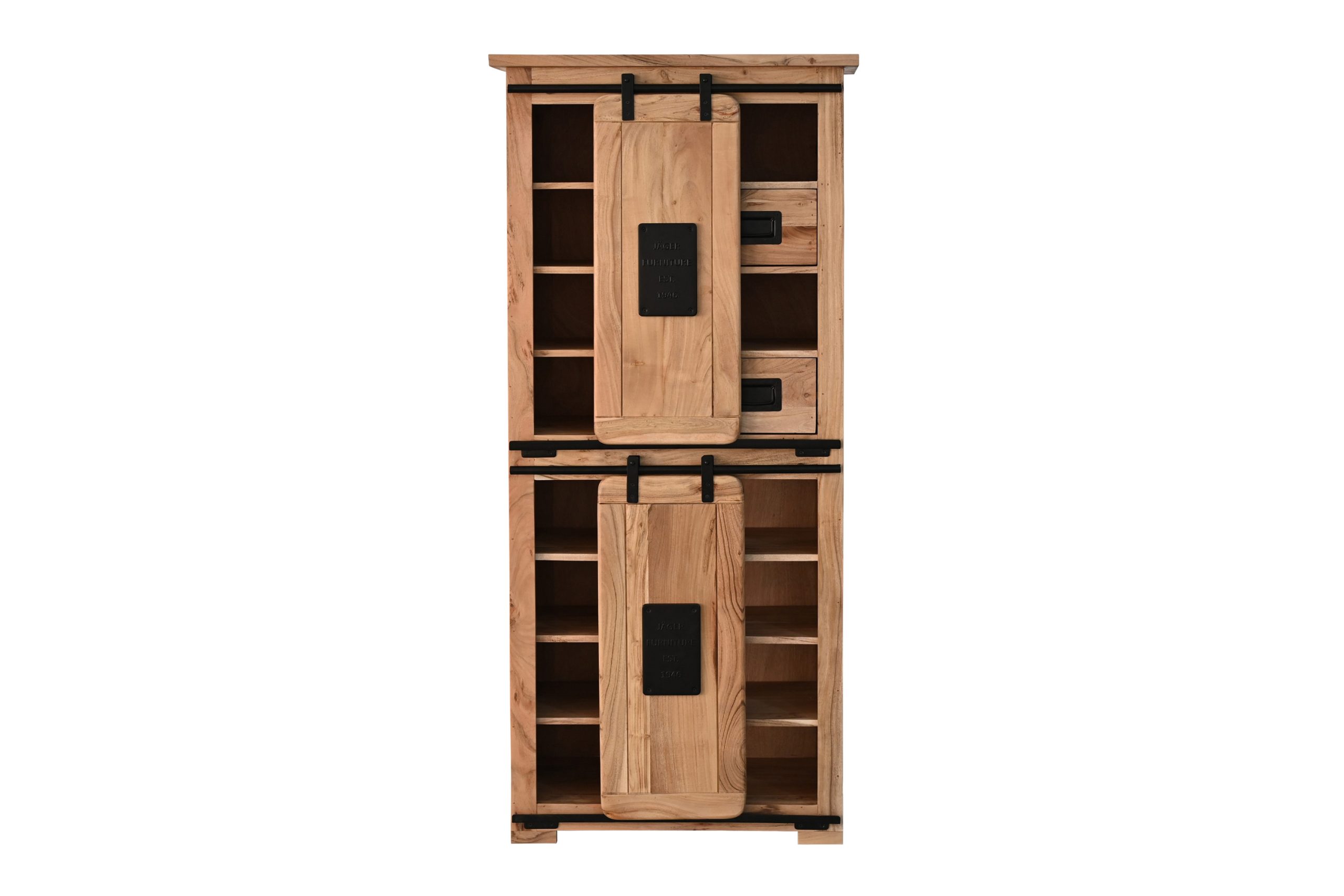 Highboard Akazienholz massiv natur Hochschrank 80 x 45 x 175 cm LIBRO IV – Bild 6