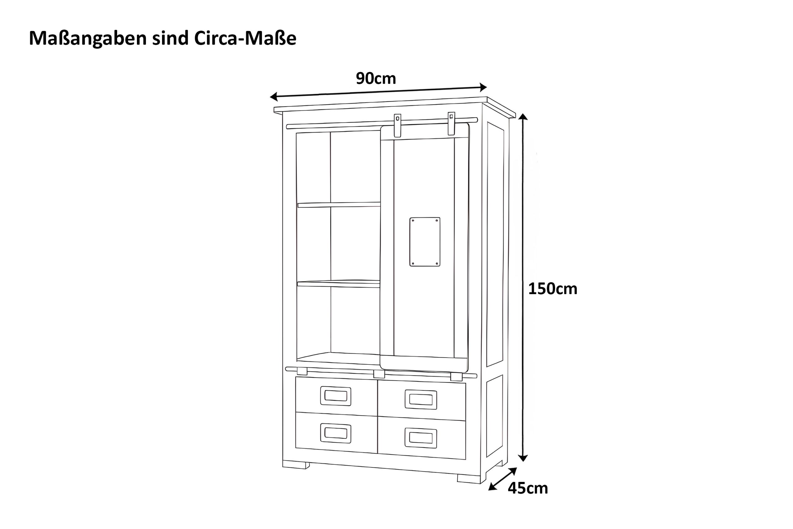 Highboard Akazienholz massiv natur Hochschrank 90 x 45 x 150 cm LIBRO III – Bild 3