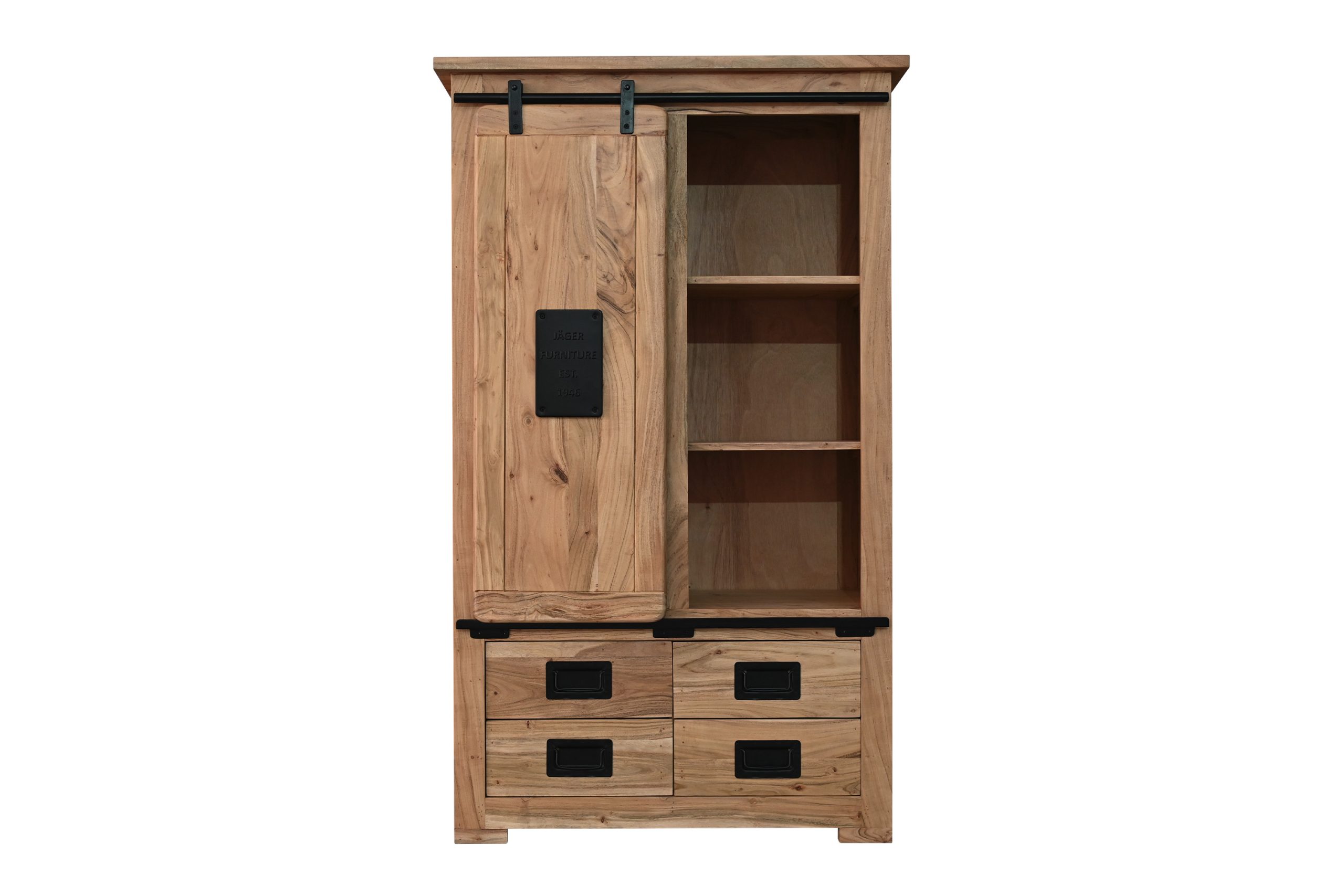 Highboard Akazienholz massiv natur Hochschrank 90 x 45 x 150 cm LIBRO III – Bild 6