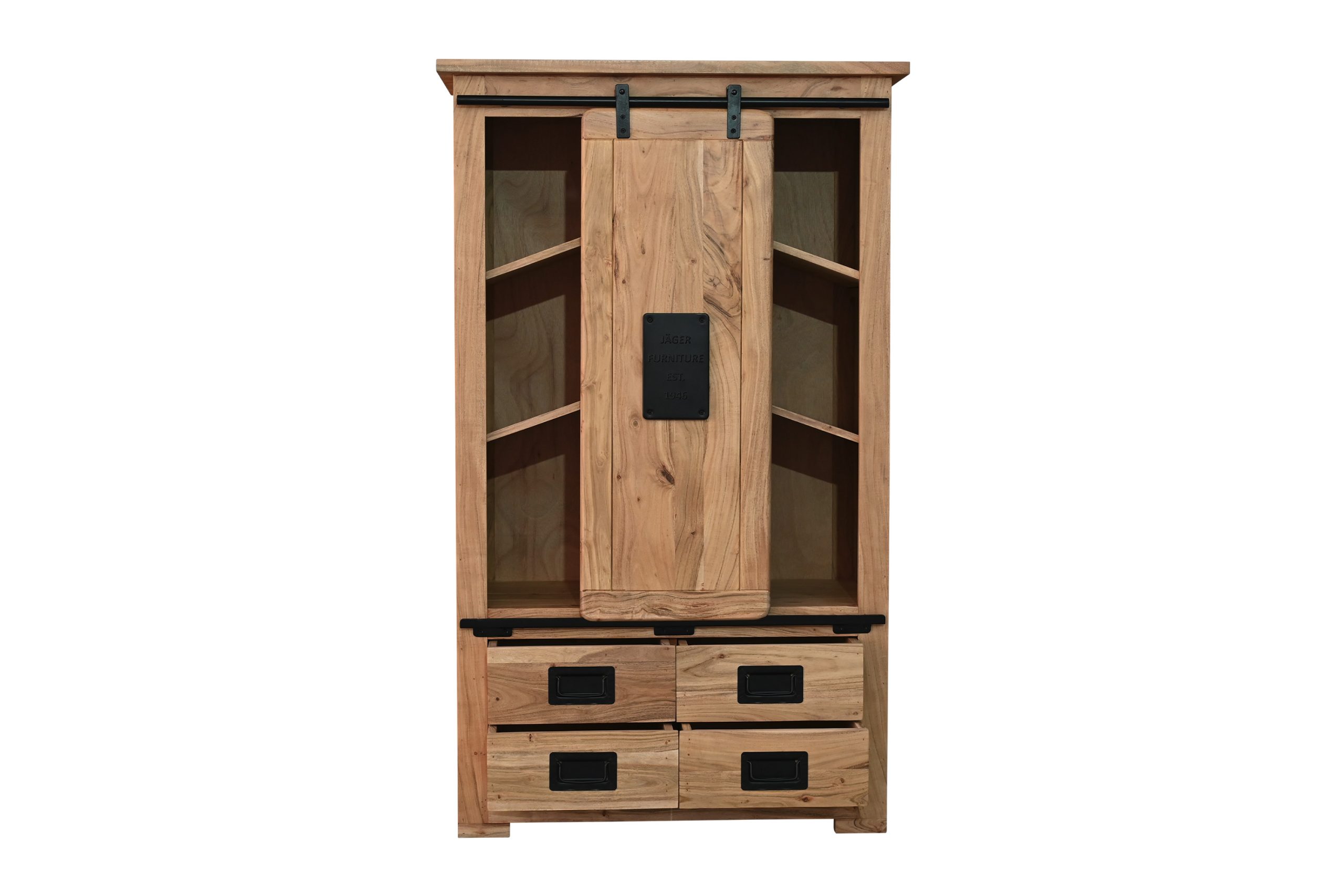 Highboard Akazienholz massiv natur Hochschrank 90 x 45 x 150 cm LIBRO III – Bild 8