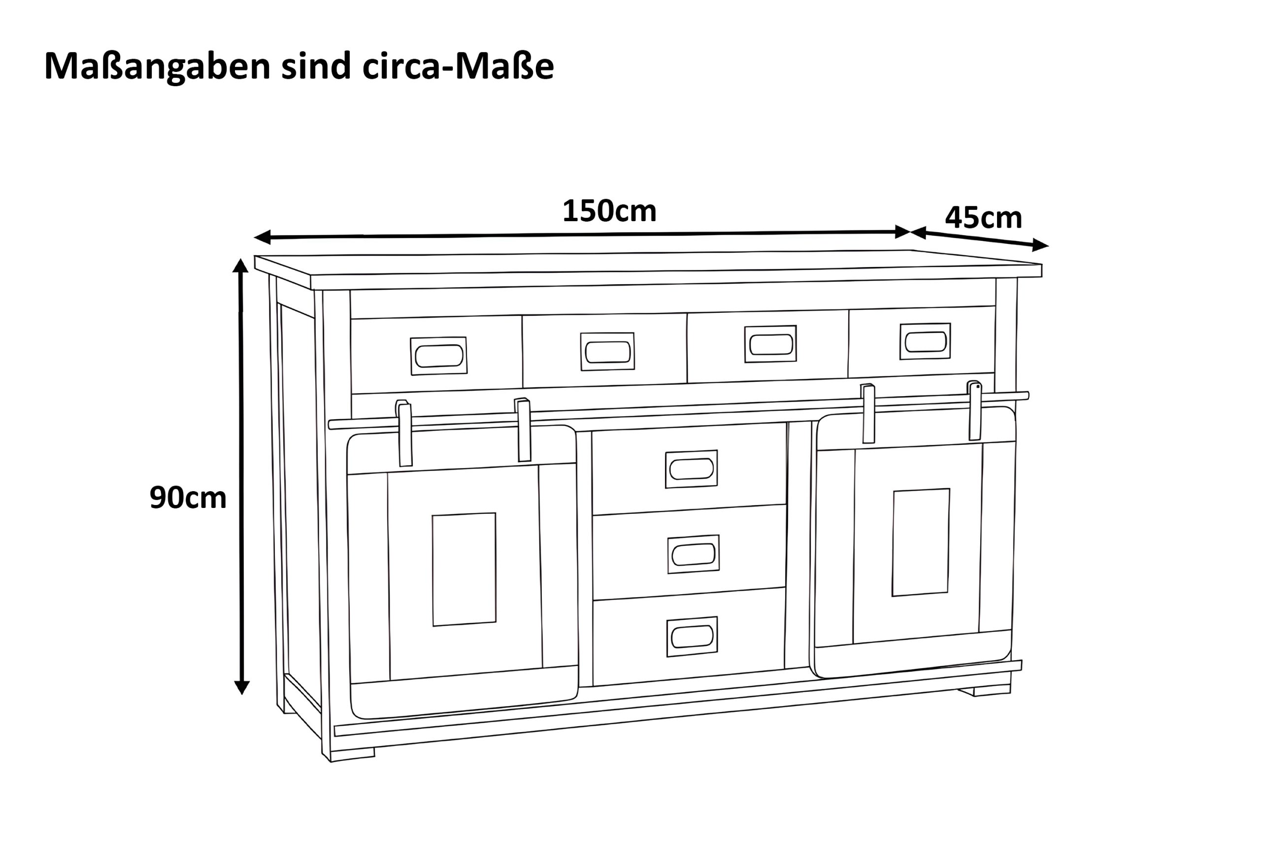 Sideboard Akazienholz massiv natur Kommode 150 x 90 x 45 cm LIBRO – Bild 3