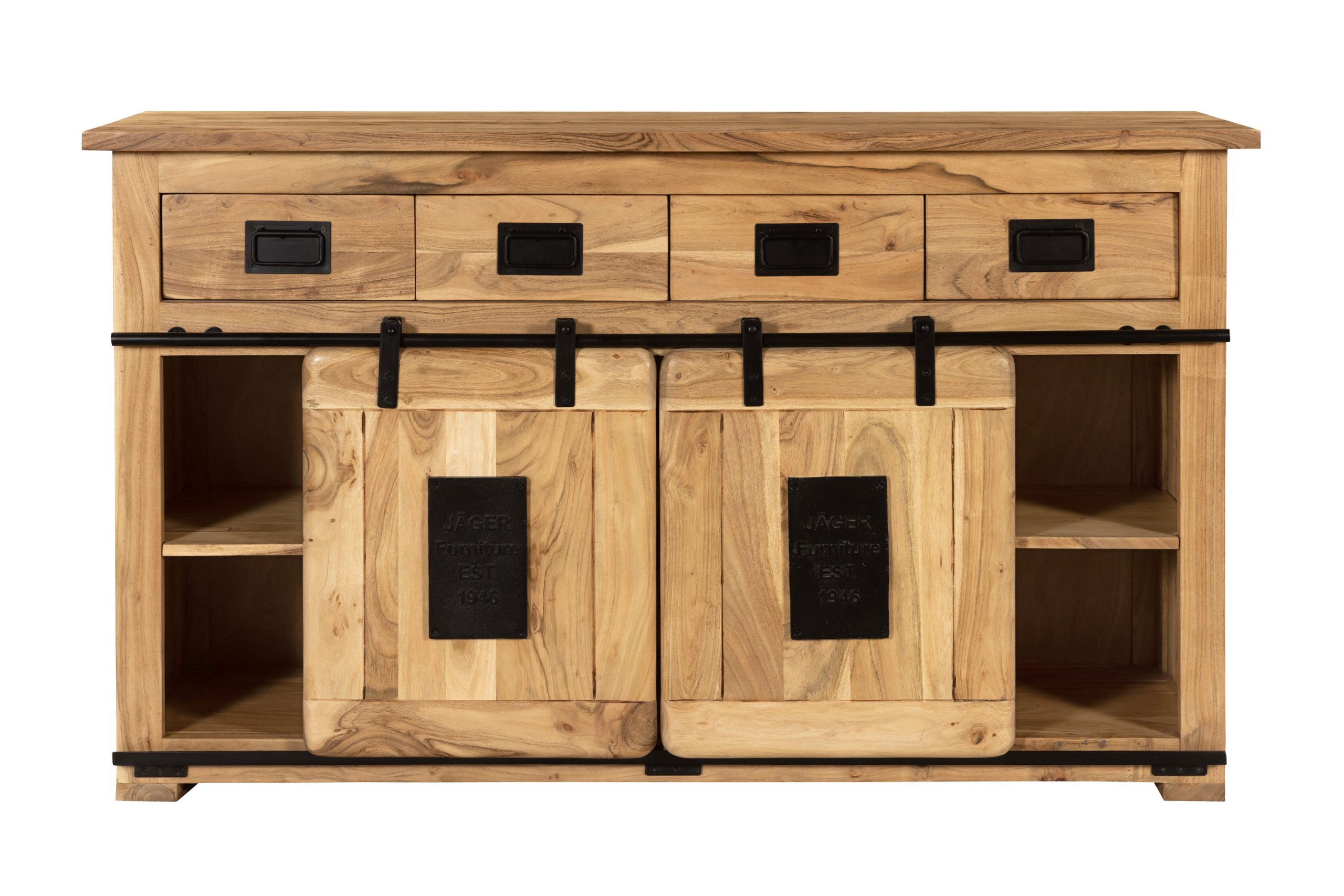 Sideboard Akazienholz massiv natur Kommode 150 x 90 x 45 cm LIBRO – Bild 4