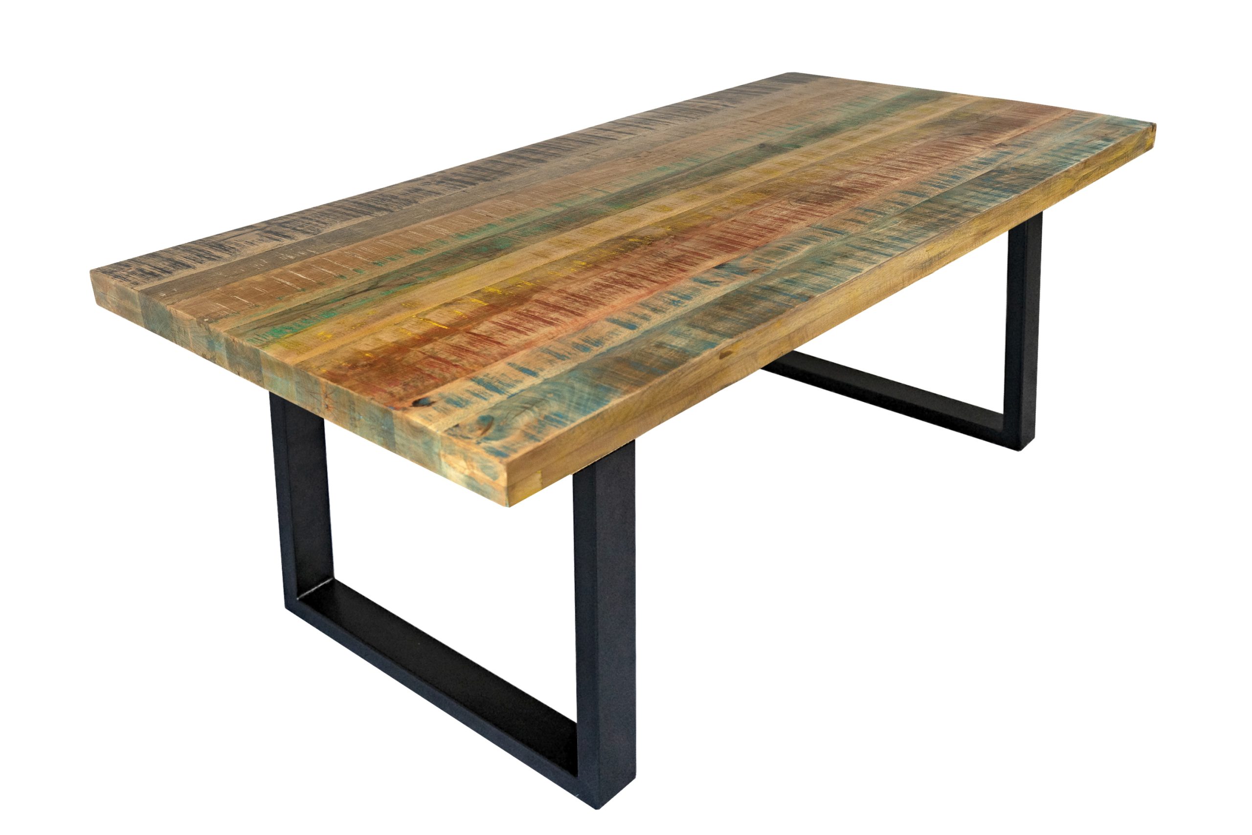 Esszimmertisch Mangoholz Bunt massiv U-Gestell schwarz Esstisch 180 x 90 cm LIBRO – Bild 3