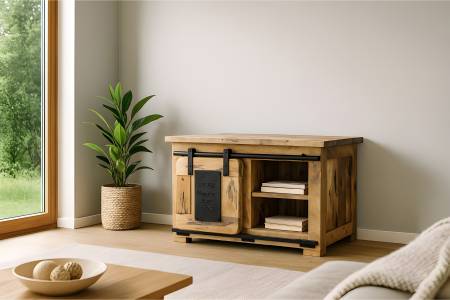 Truhe Mangoholz massiv Vintage-Optik gusseiserne Elemente 76 x 45 x 51 cm  LIBRO