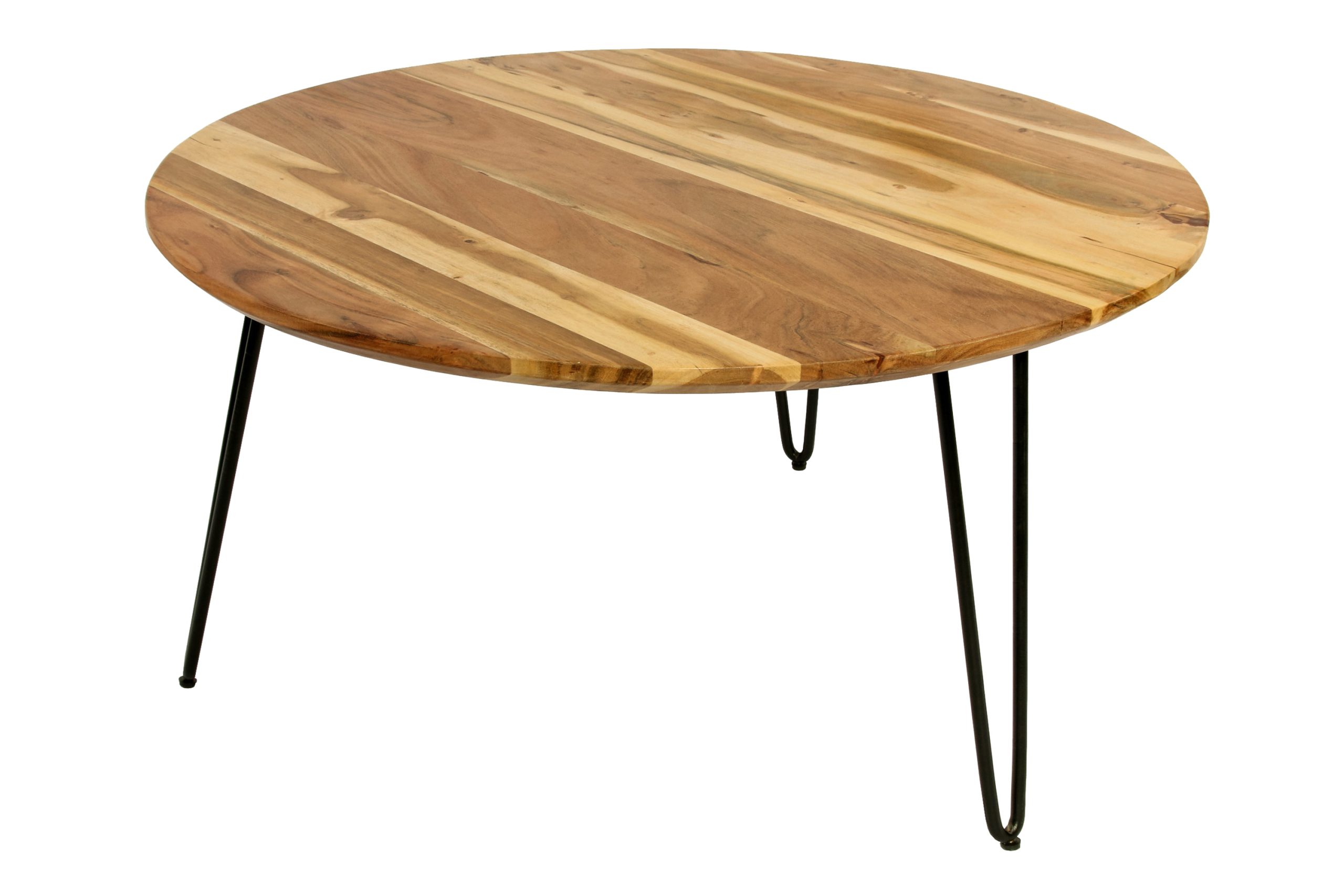 Couchtisch rund Beistelltisch massiv Akazie natur 90 x 90 x 45 cm NAGAR