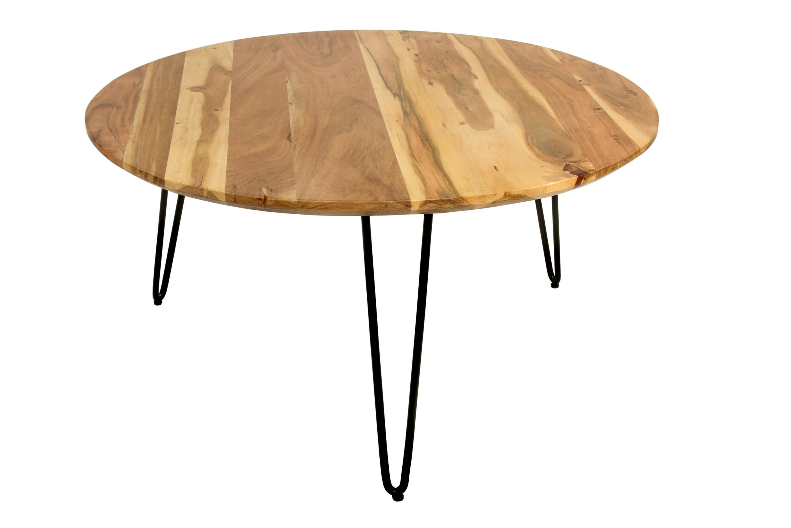 Couchtisch rund Beistelltisch massiv Akazie natur 90 x 90 x 45 cm NAGAR – Bild 3