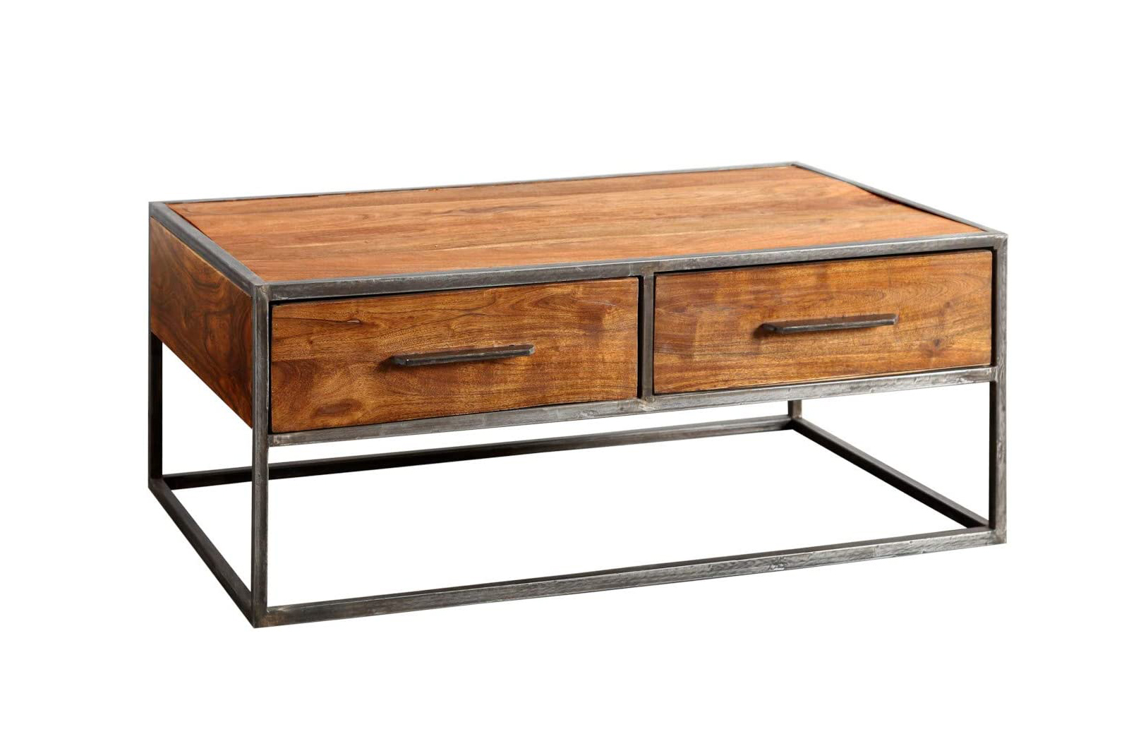 Couchtisch Akazienholz massiv nougat Sofatisch Türen Oklahoma – Bild 2