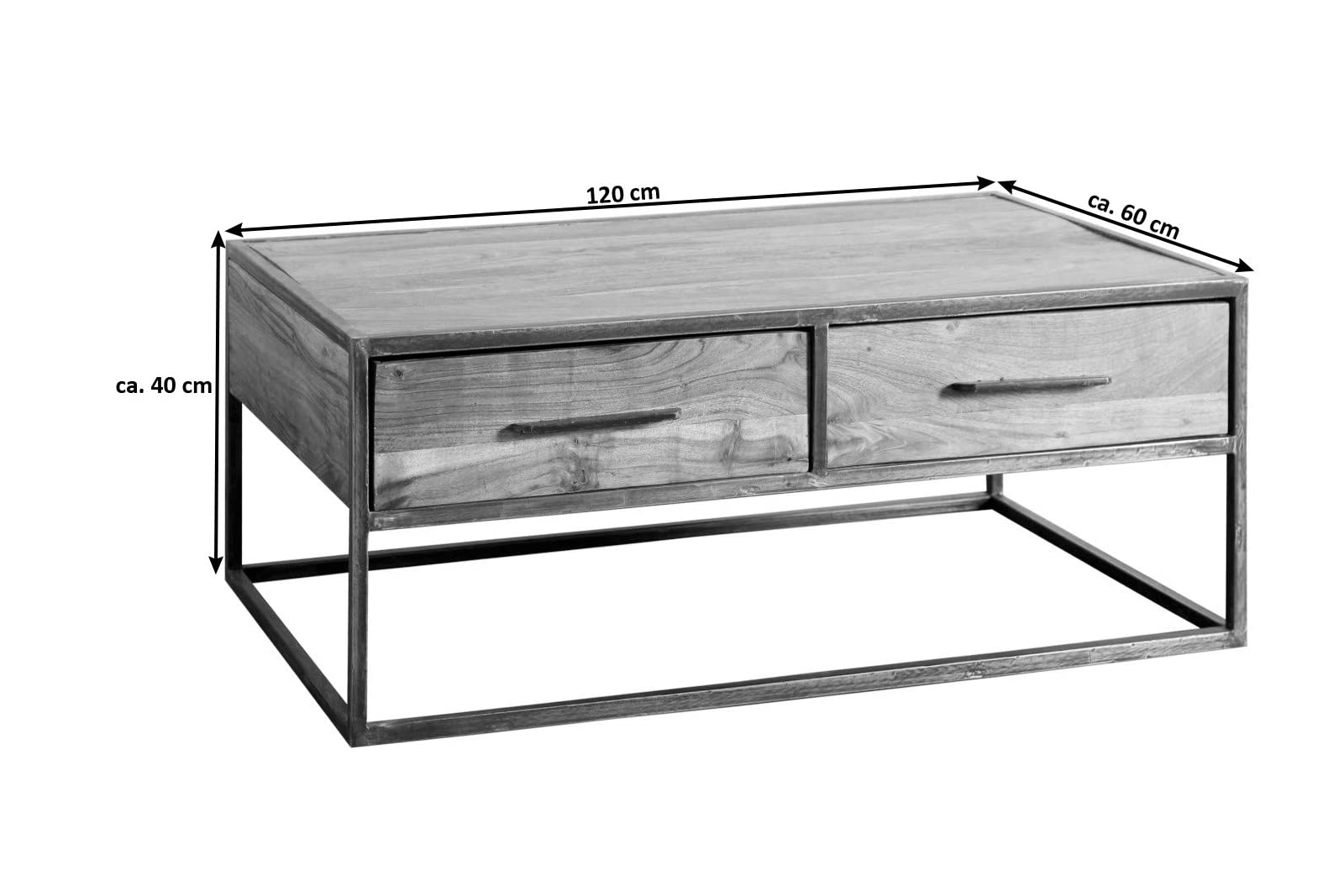 Couchtisch Akazienholz massiv nougat Sofatisch Türen Oklahoma – Bild 3