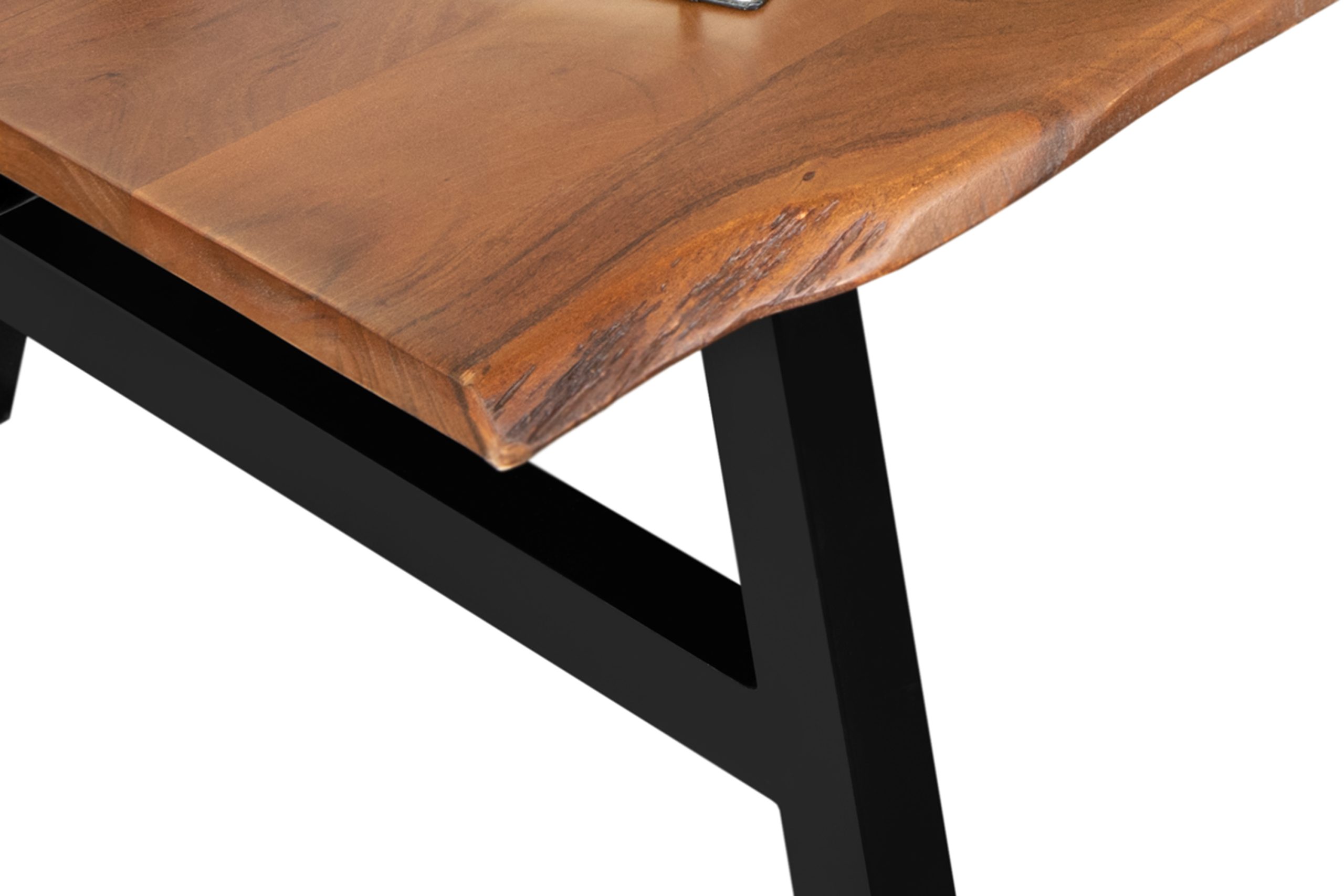 Couchtisch Baumkante 120 x 80 cm Akazie nussbaumfarben A-Gestell schwarz Quintus – Bild 7