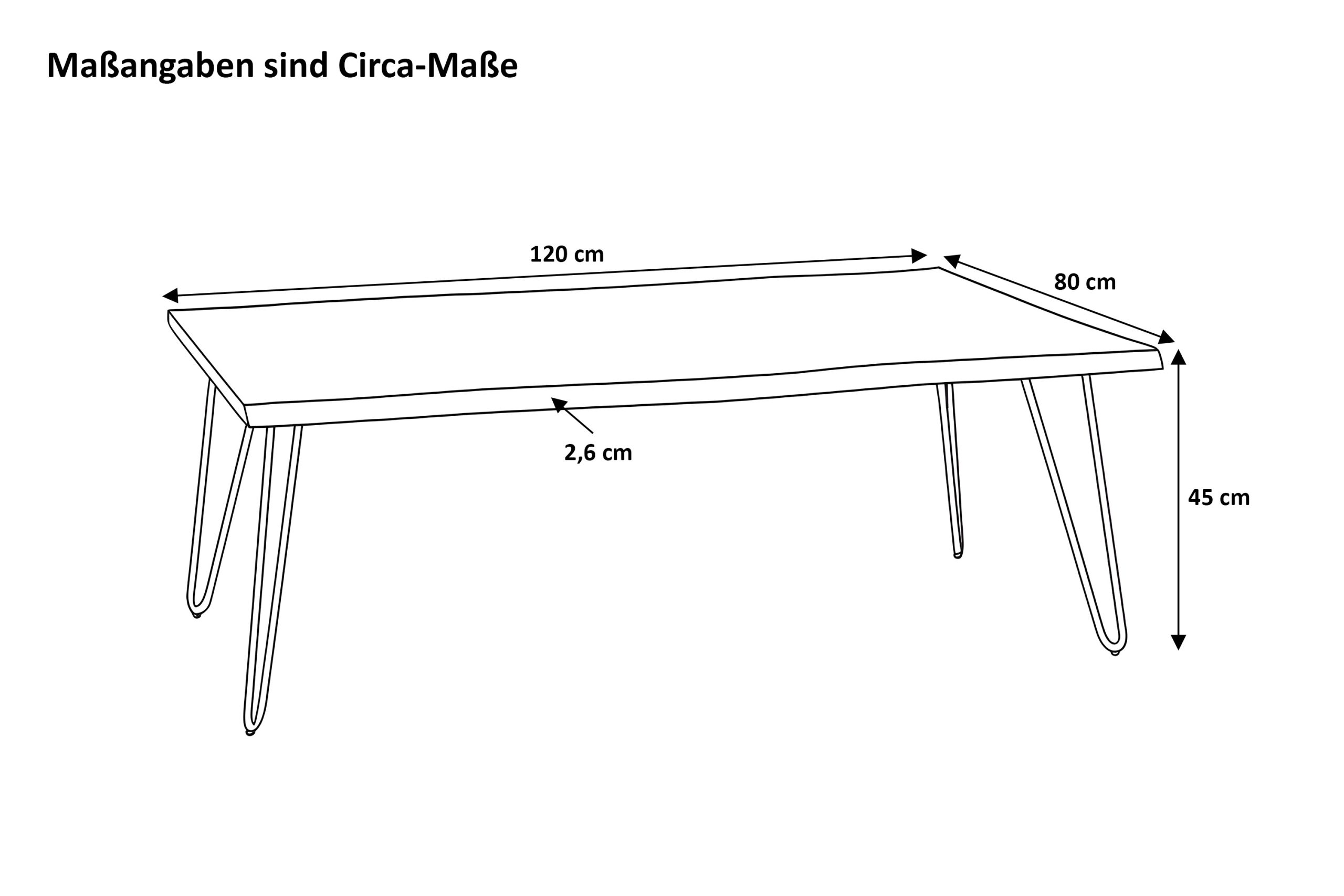 Couchtisch Baumkante 120 x 80 cm Akazie nussbaum Hairpin Gestell Quintus – Bild 3