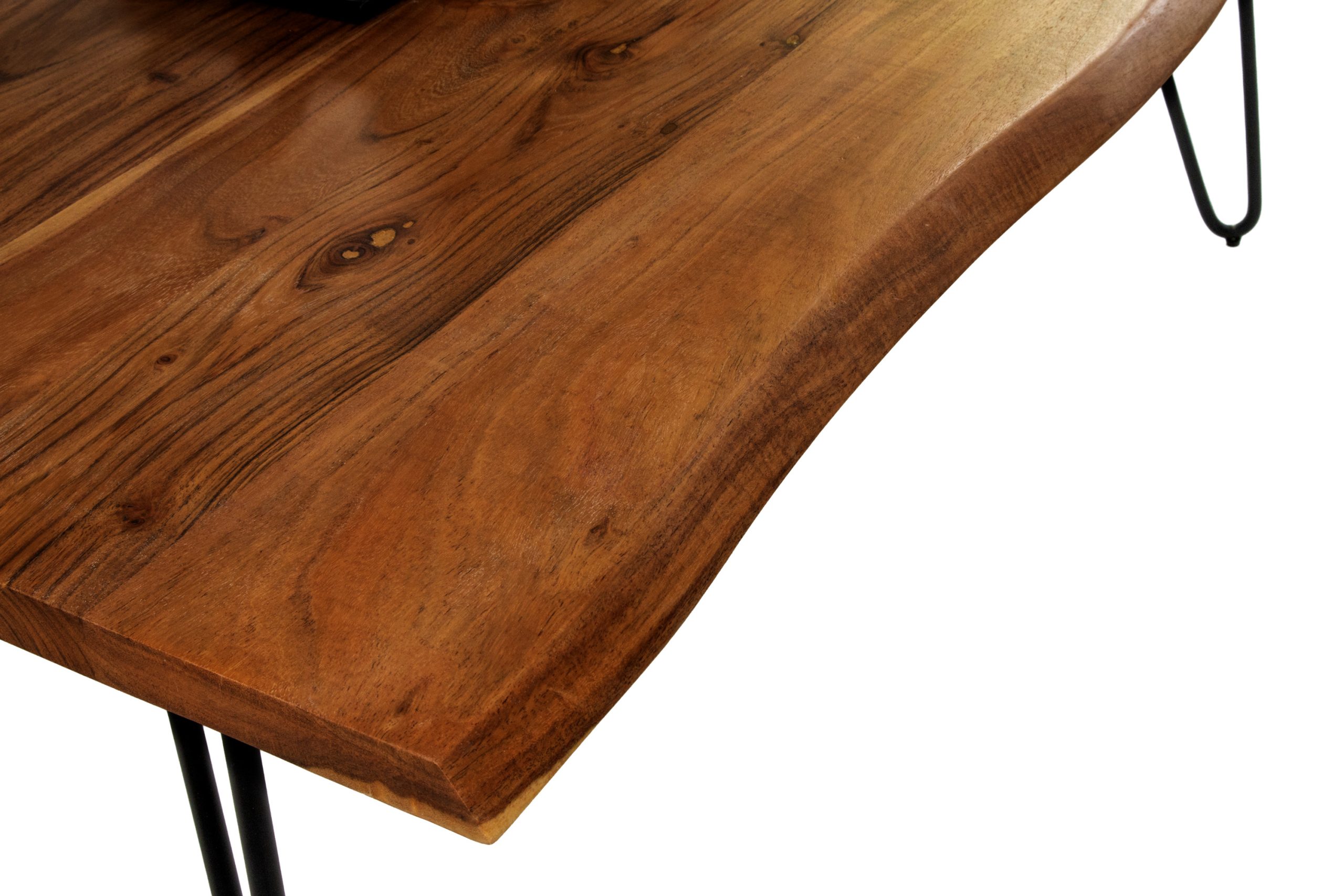 Couchtisch Baumkante 120 x 80 cm Akazie nussbaum Hairpin Gestell Quintus – Bild 5