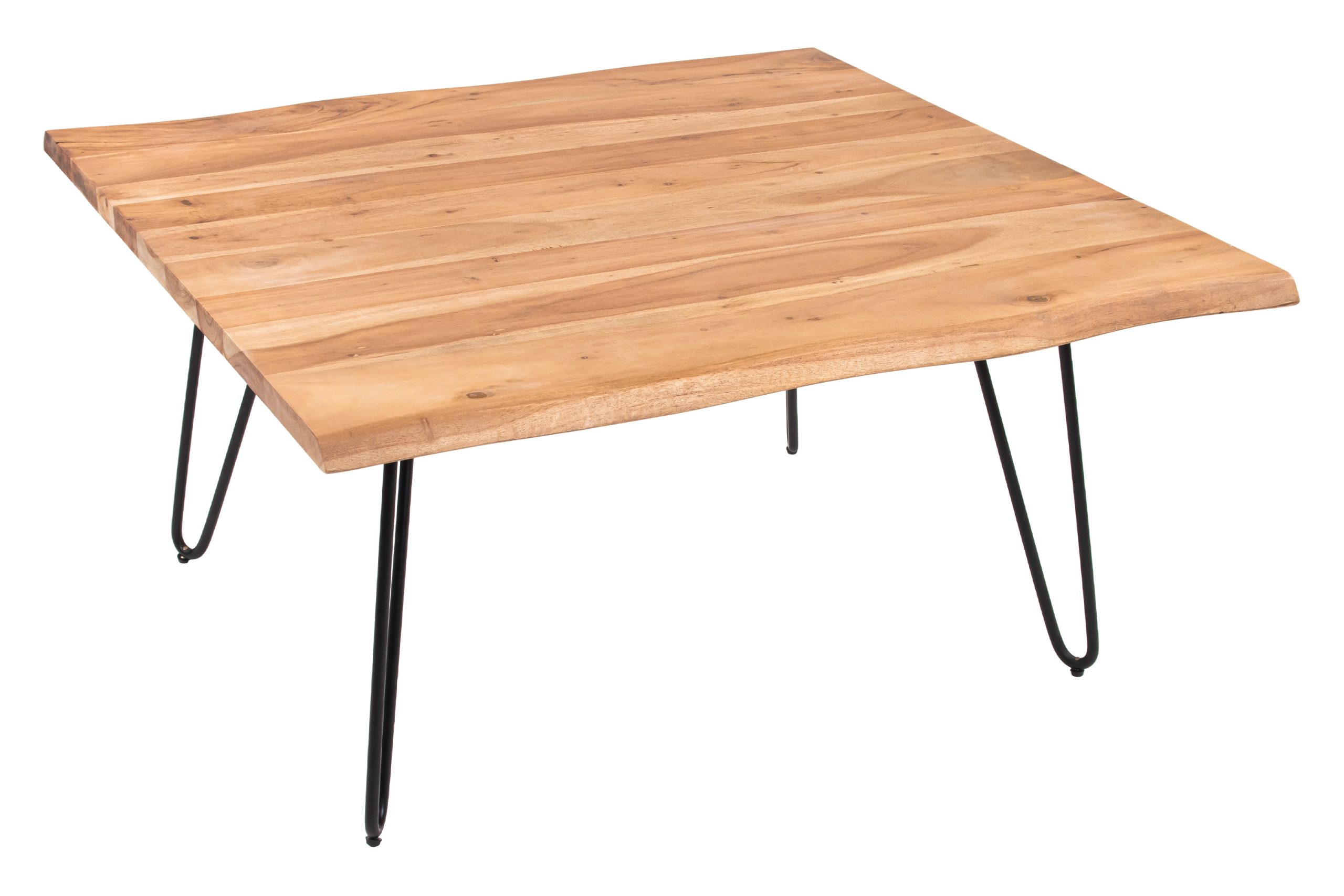 Couchtisch Baumkante 80 x 80 cm Akazie natur Hairpin Gestell schwarz Quintus – Bild 3