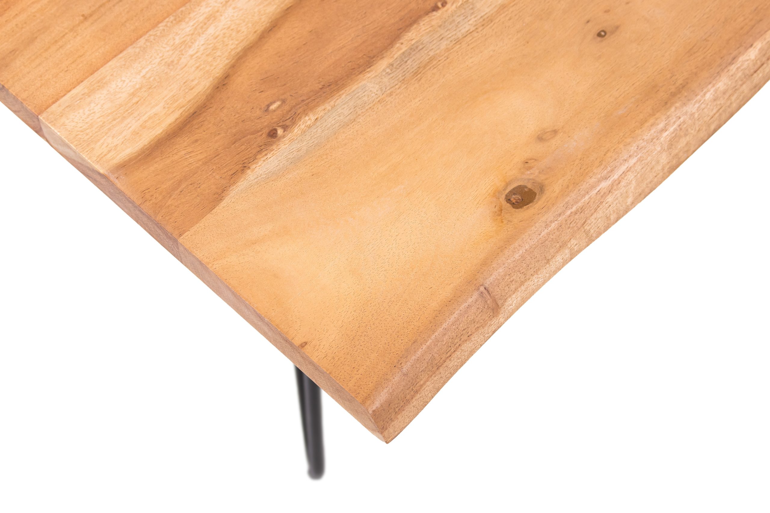 Couchtisch Baumkante 80 x 80 cm Akazie natur Hairpin Gestell schwarz Quintus – Bild 6