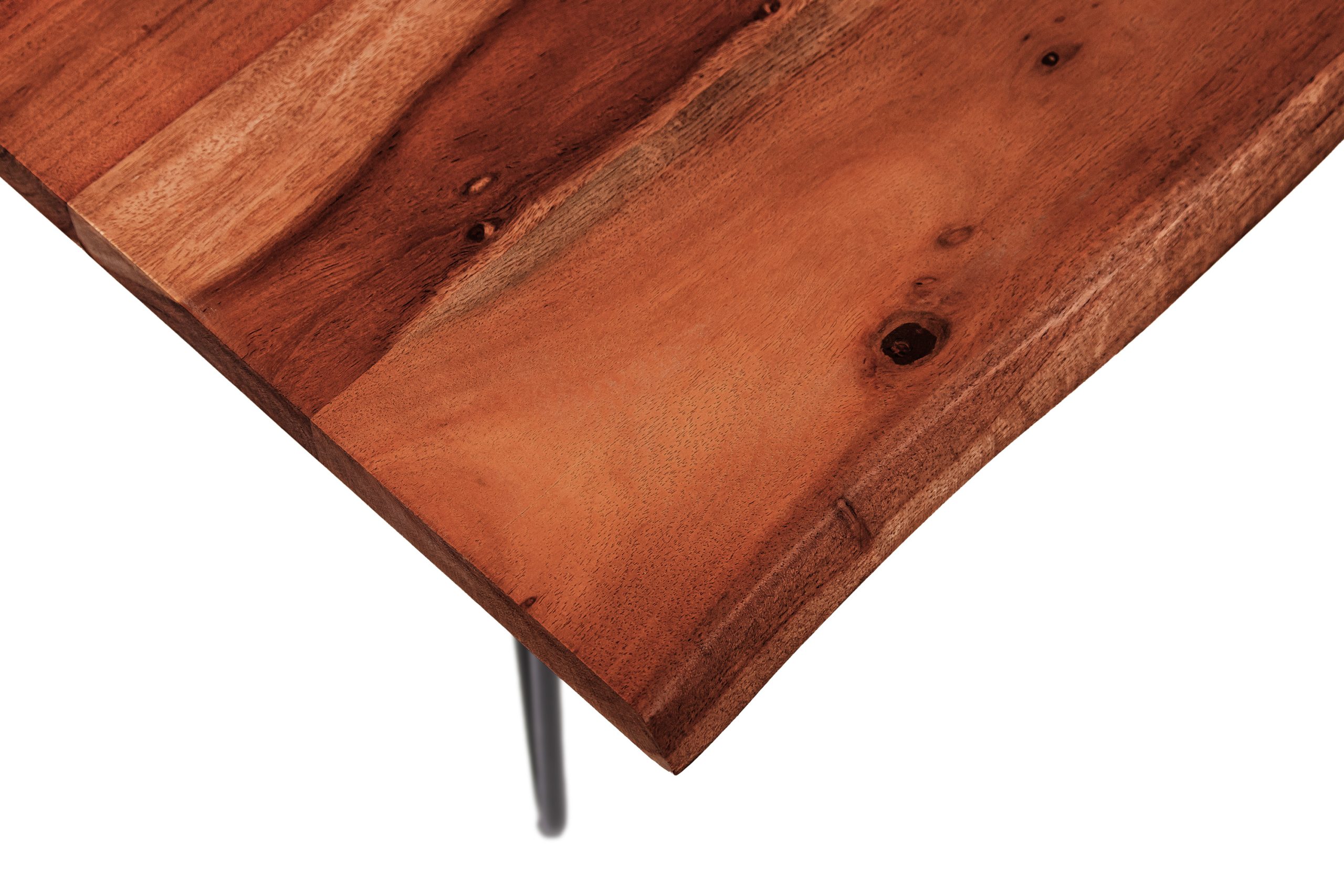 Couchtisch Baumkante 90 x 90 cm Akazie nussbaum Hairpin Gestell Quintus – Bild 5