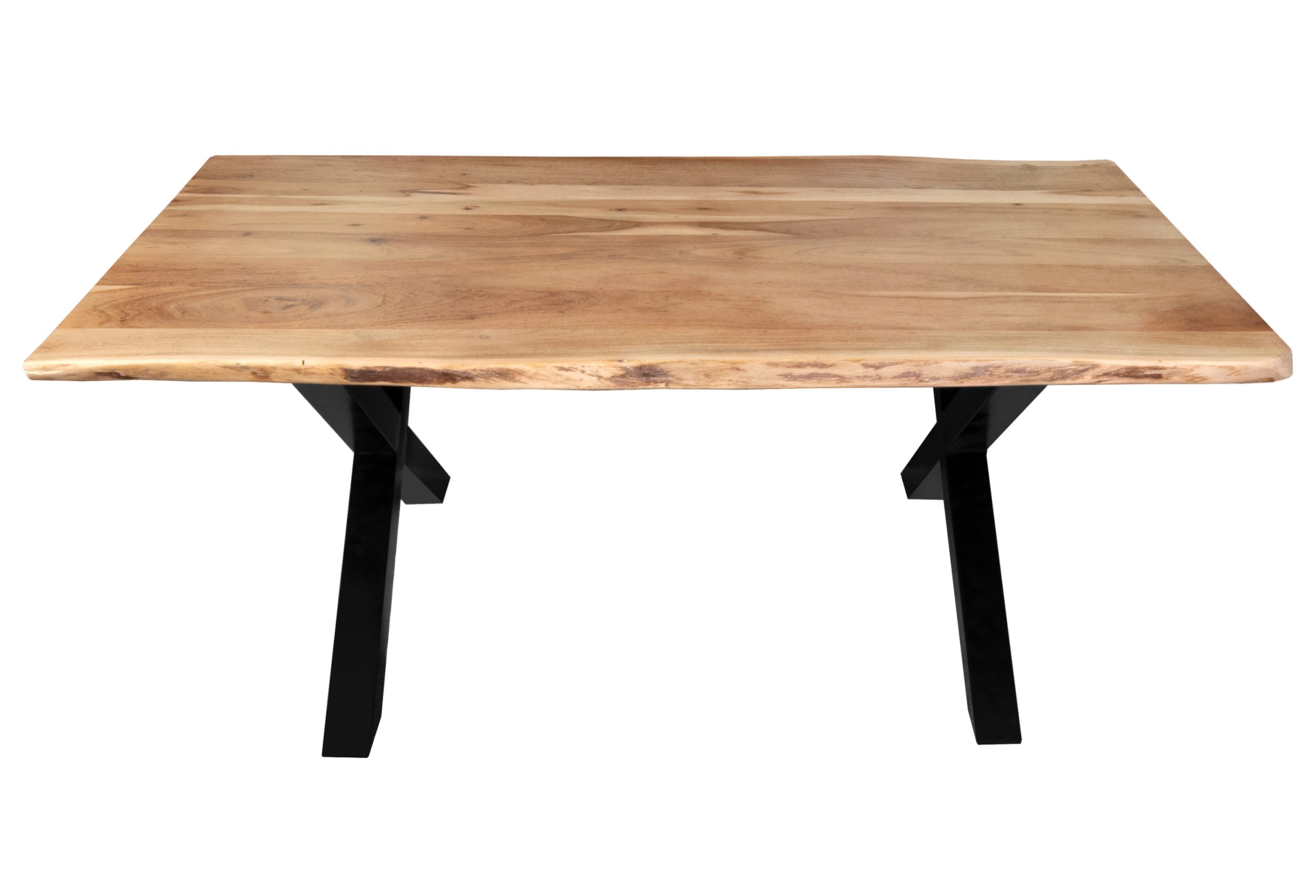 Couchtisch Baumkante 120 x 80 cm Akazie naturfarben X-Gestell schwarz Quintus – Bild 6