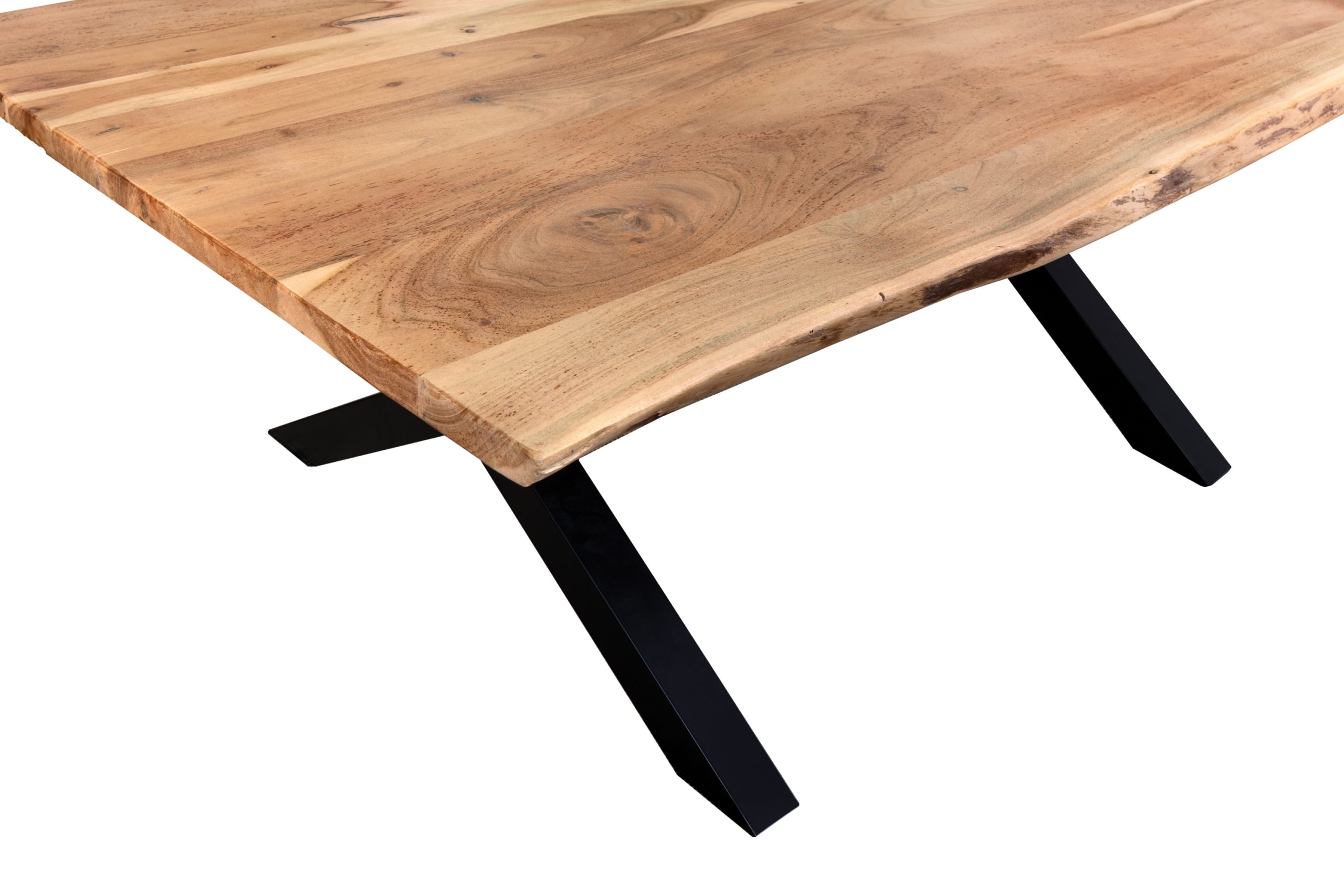 Couchtisch Baumkante 120 x 80 cm Akazie naturfarben X-Gestell schwarz Quintus – Bild 7