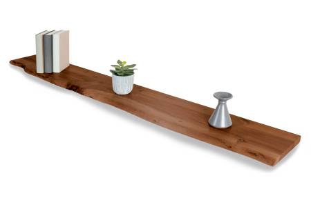 Wandregal Akazienholz nussbaum massiv 140x20 cm Holzregal Steckboard Baumkante AMANDA