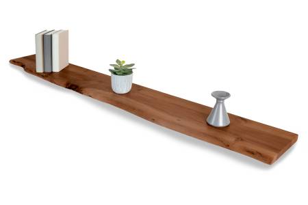 Wandregal Akazienholz nussbaum massiv 150x20 cm Holzregal Steckboard Baumkante AMANDA