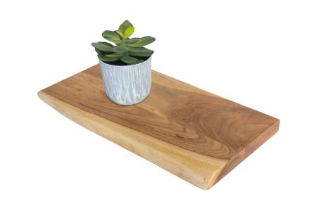 Wandregal Akazienholz natur massiv 50x20 cm Holzregal Steckboard Baumkante AMANDA