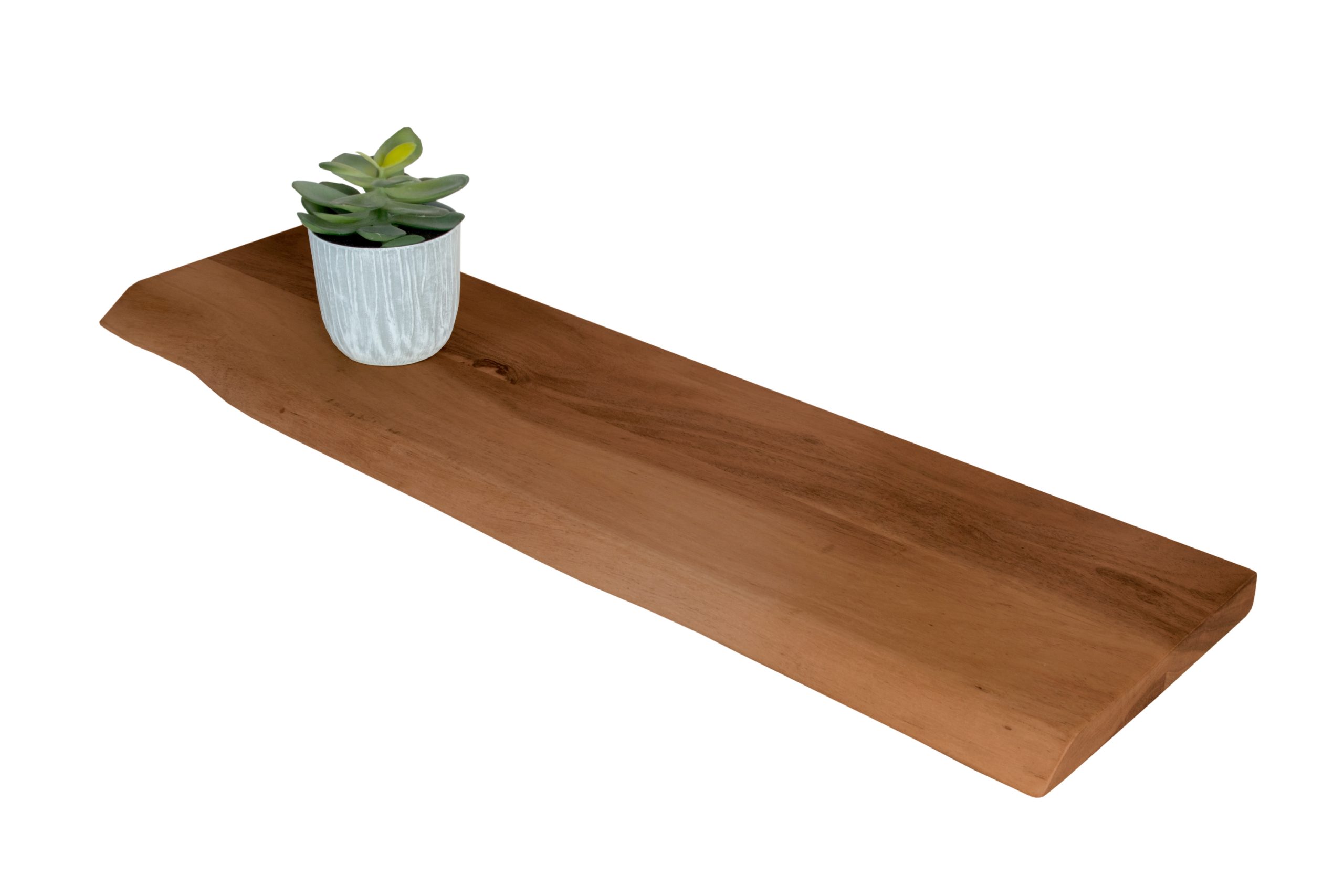 Wandregal Akazienholz nussbaum massiv 90x20 cm Holzregal Steckboard Baumkante AMANDA