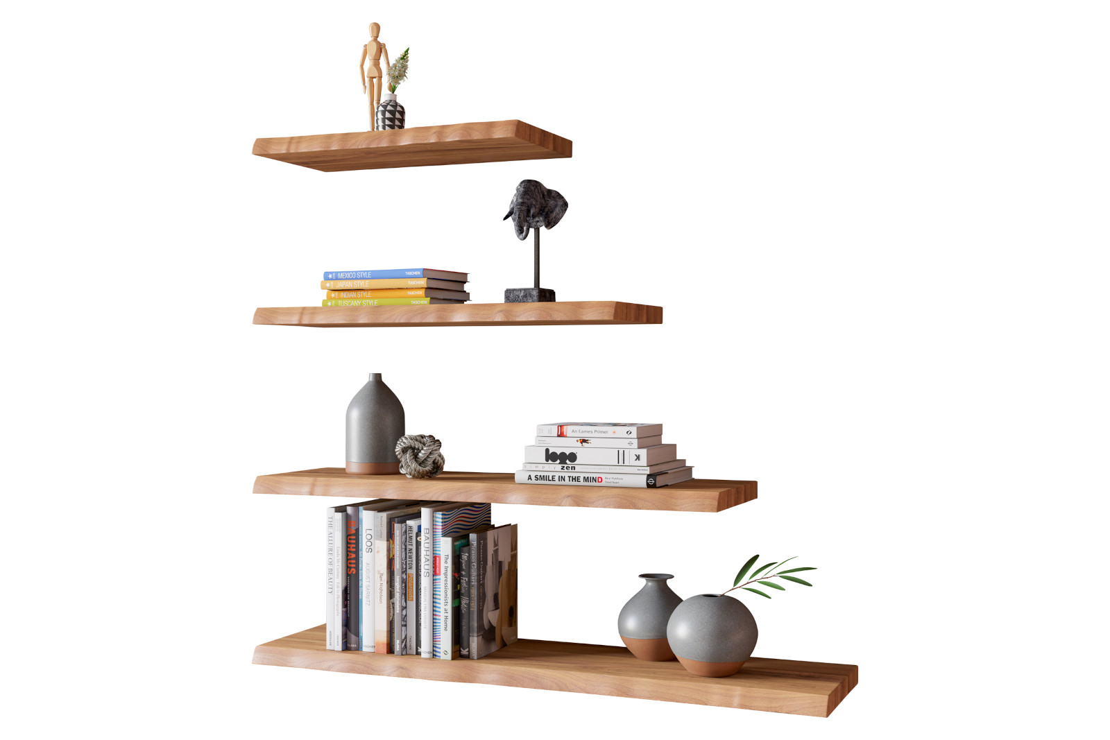 Wandregal Akazienholz natur massiv 100 cm Holzregal Baumkante SUVA – Bild 5