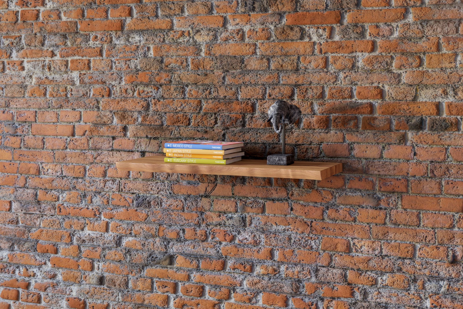 Wandregal Akazienholz natur massiv 80 cm Holzregal Baumkante SUVA