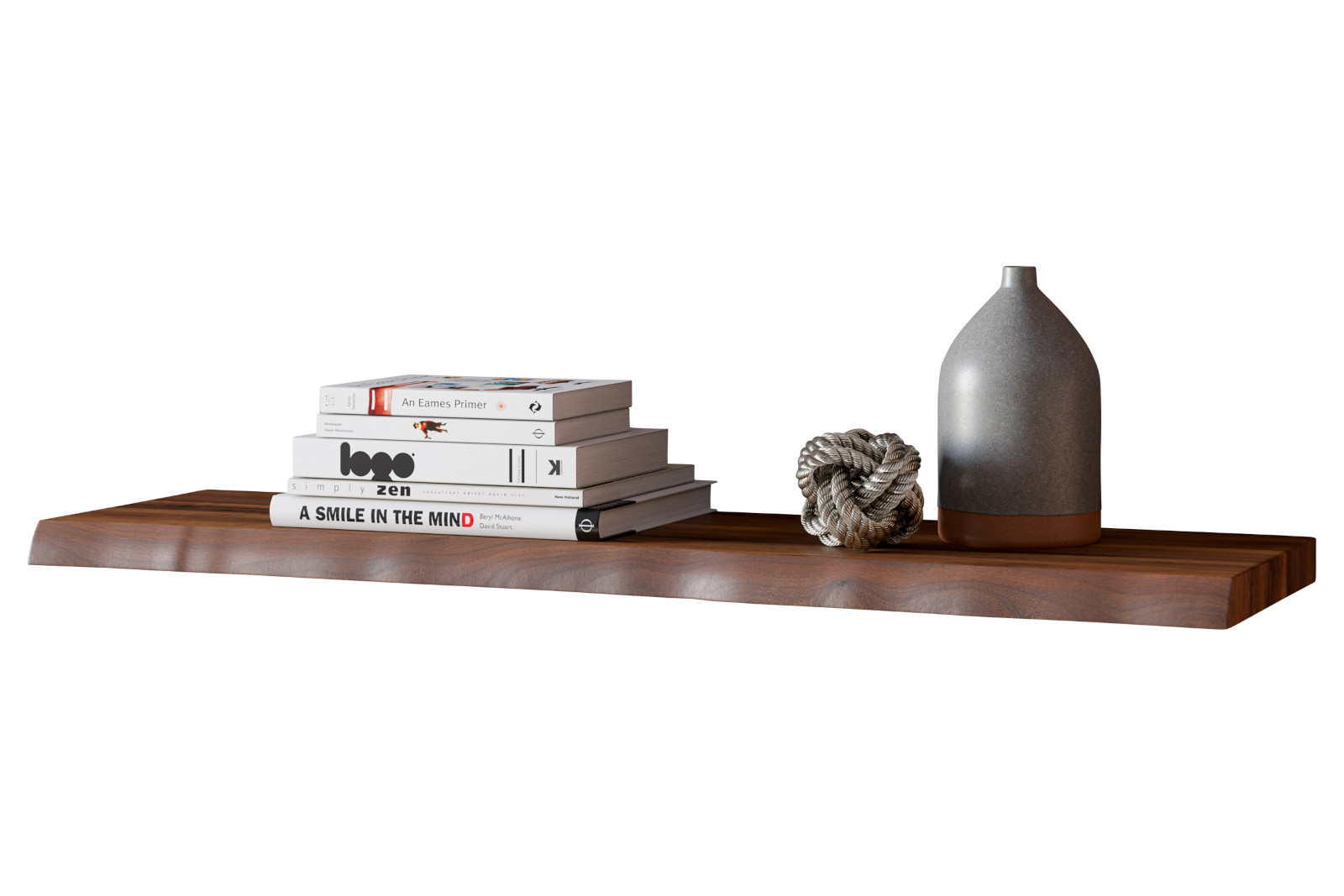 Wandregal Akazienholz nussbaum massiv 100 cm Holzregal Baumkante SUVA – Bild 2