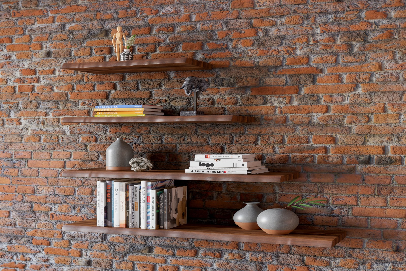 Wandregal Akazienholz nussbaum massiv 60 cm Holzregal Baumkante SUVA – Bild 4