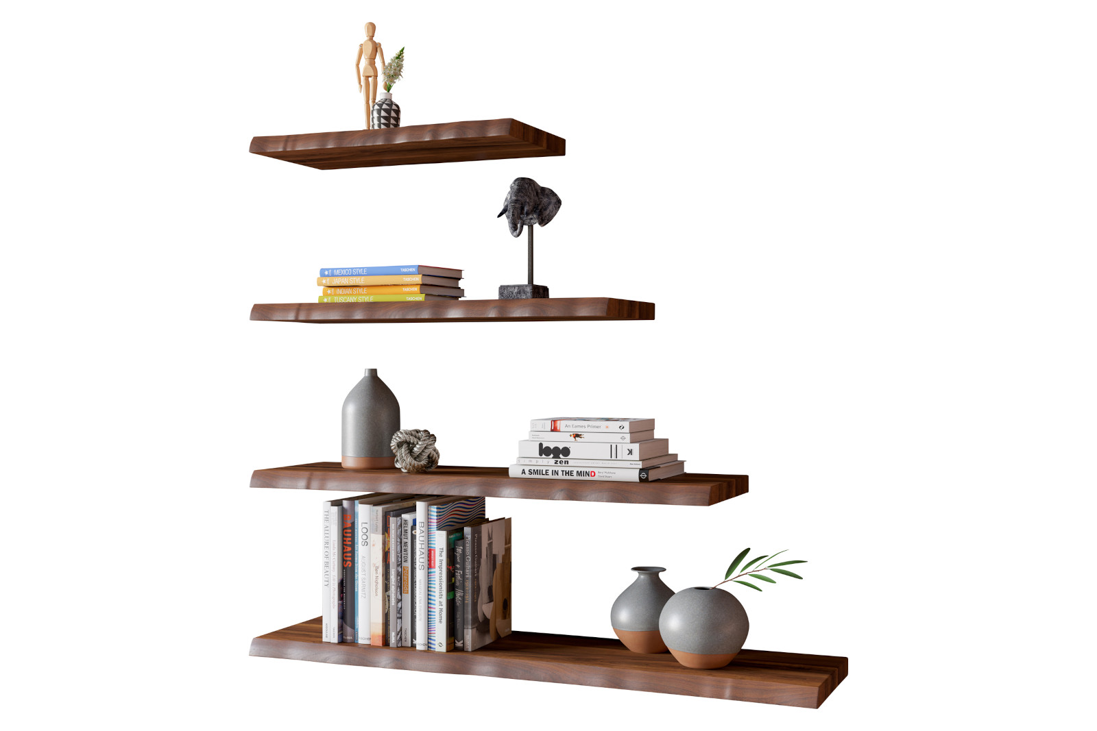 Wandregal Akazienholz nussbaum massiv 60 cm Holzregal Baumkante SUVA – Bild 5