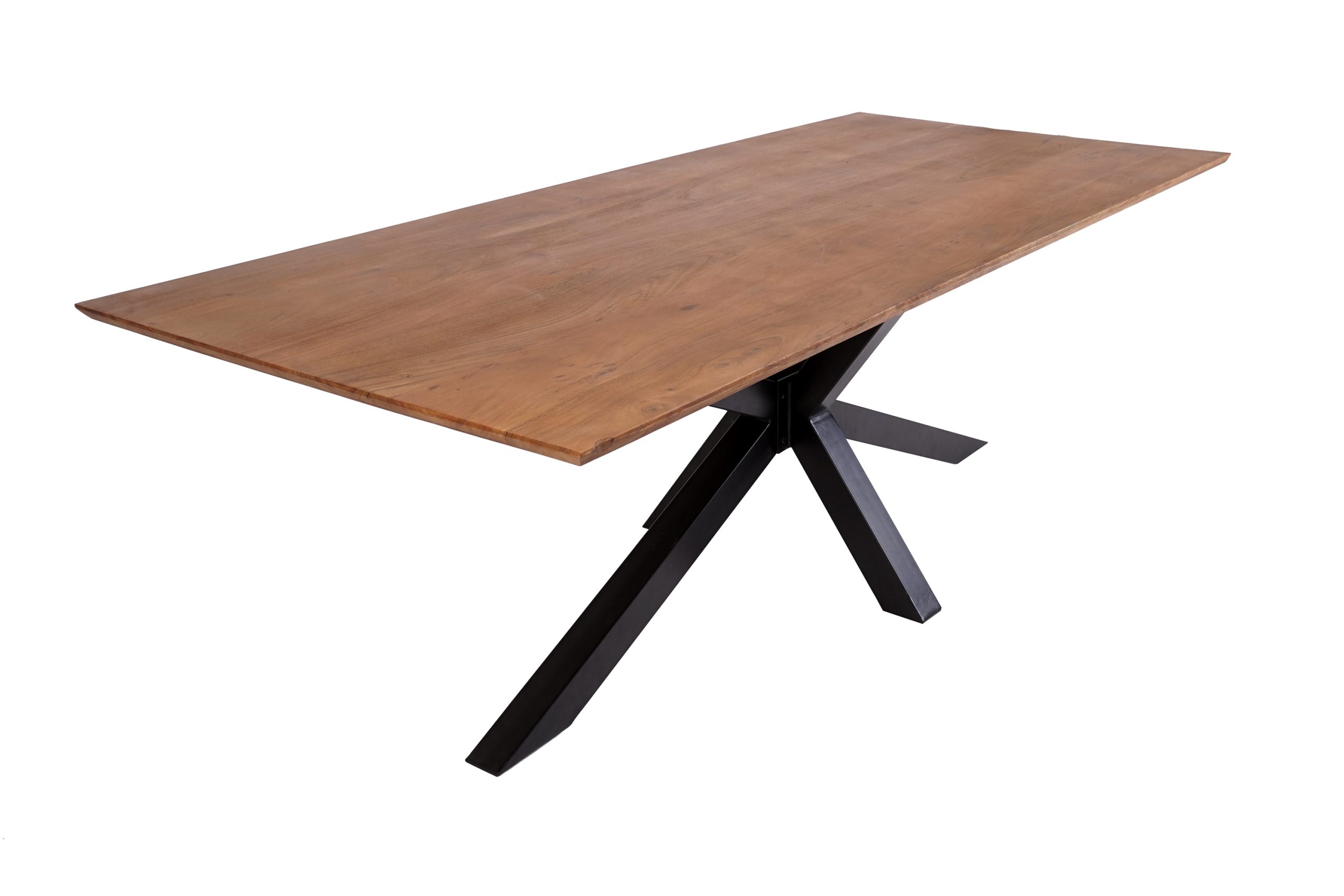 B-Ware Esstisch 120x80cm Akazie massiv nussbaum Schweizer Kante Spider-Gestell ABBY – Bild 2