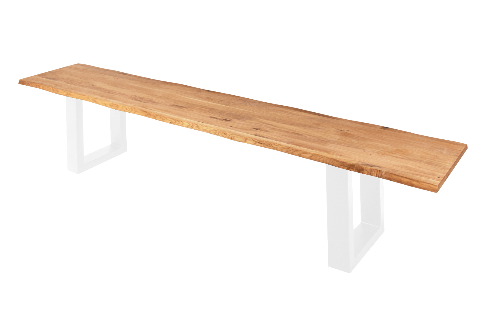 Sitzbank Baumkante 220 cm Eichenholz massiv geölt weiß ENRICO