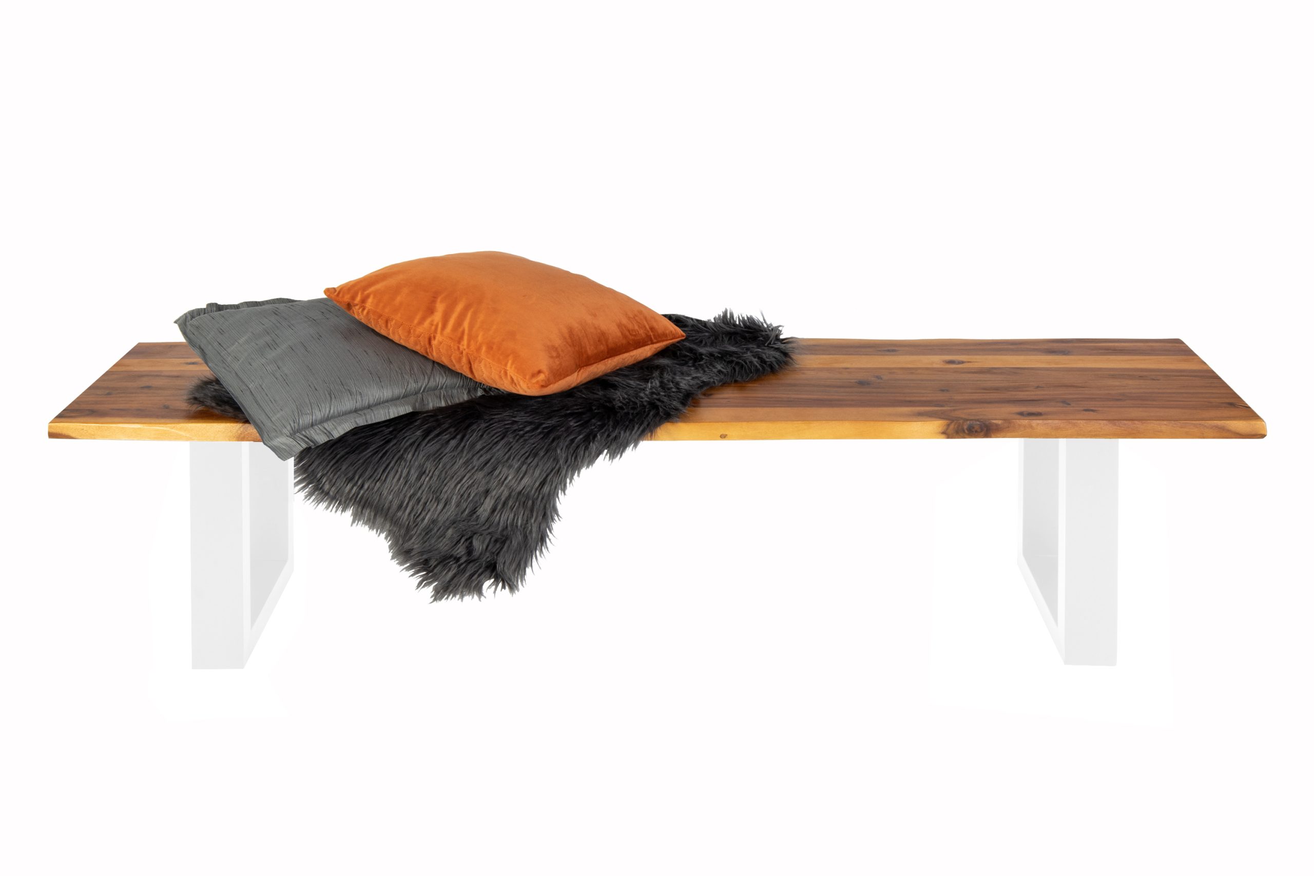 Baumkanten Sitzbank 200 x 40 cm Akazie/cognac weiß ESRA