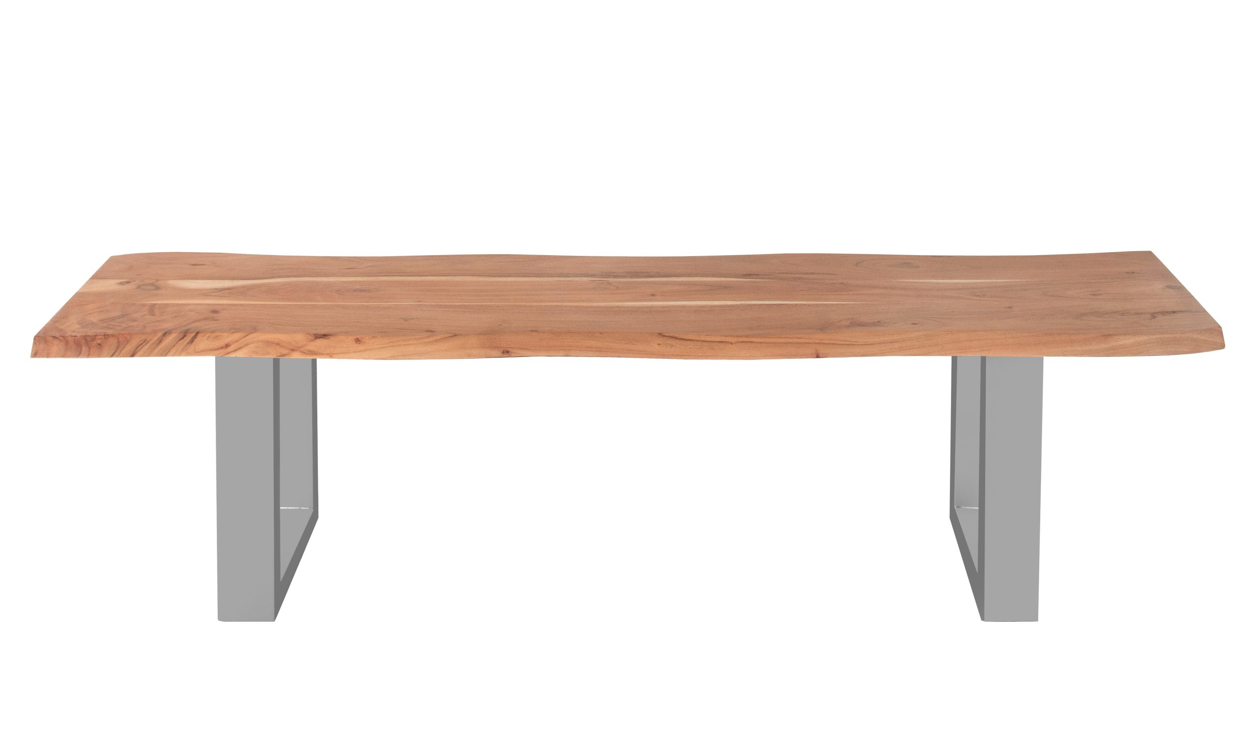 Sitzbank Baumkante 180 cm natur massiv Akazie silber ANNI