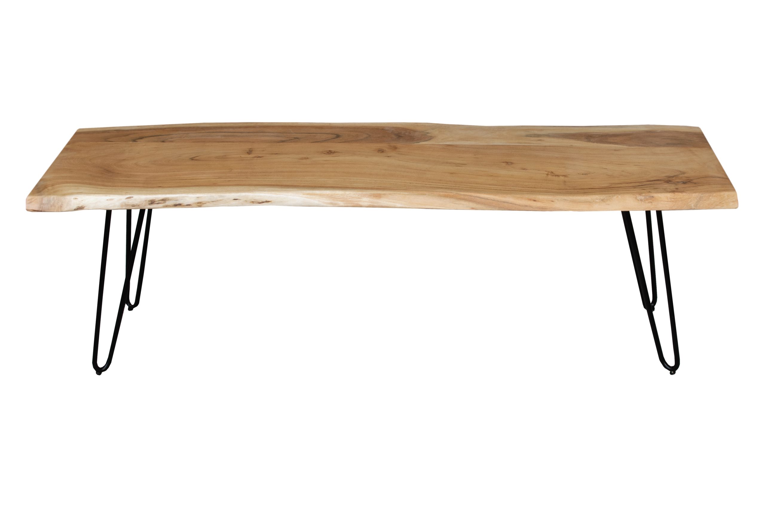 Sitzbank Baumkante 140 cm natur massiv Akazie Hairpin schwarz Quintus – Bild 2