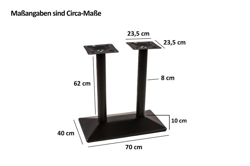 Tischgestell für Stehtische 40x70x72 cm Standfuß Doppelsäule schwarz – Bild 3
