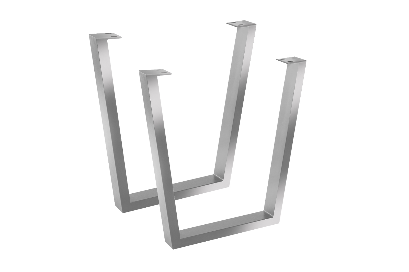 Tischgestell 2er Set Roheisen lackiert Kufengestell Industrial-Design silber V-Form