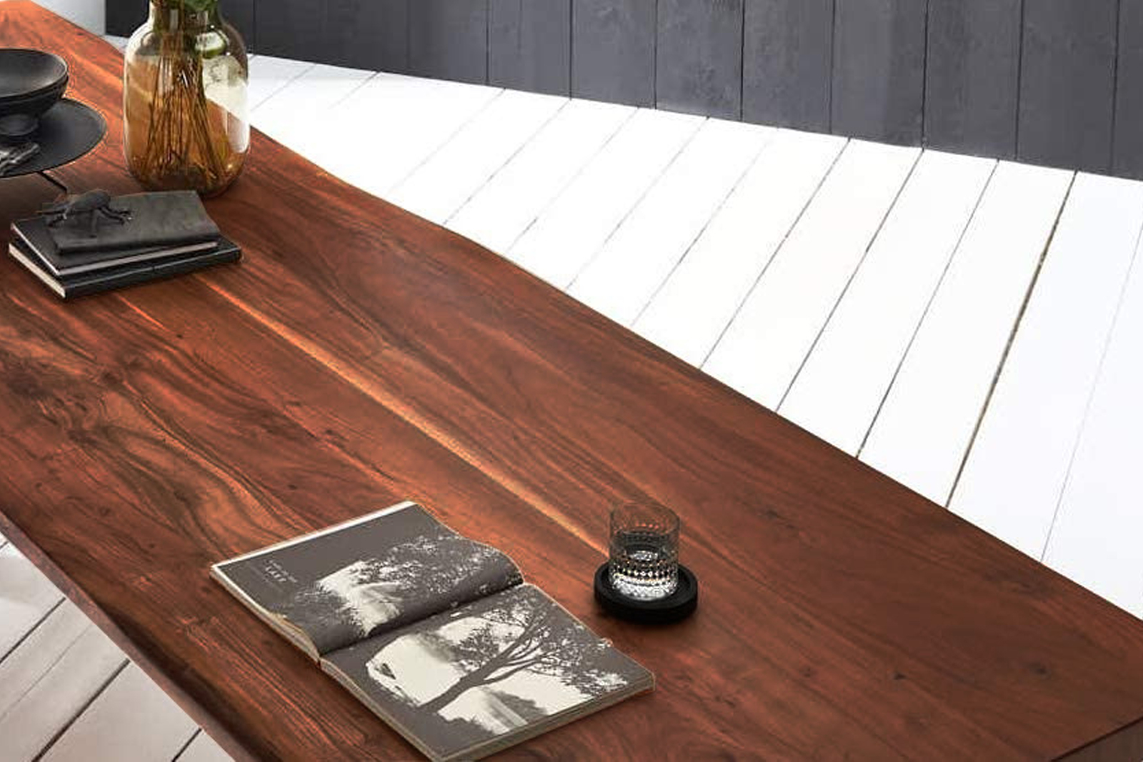 Esstisch Baumkante massiv Akazie nussbaum 300 x 100 silber Alicante – Bild 5