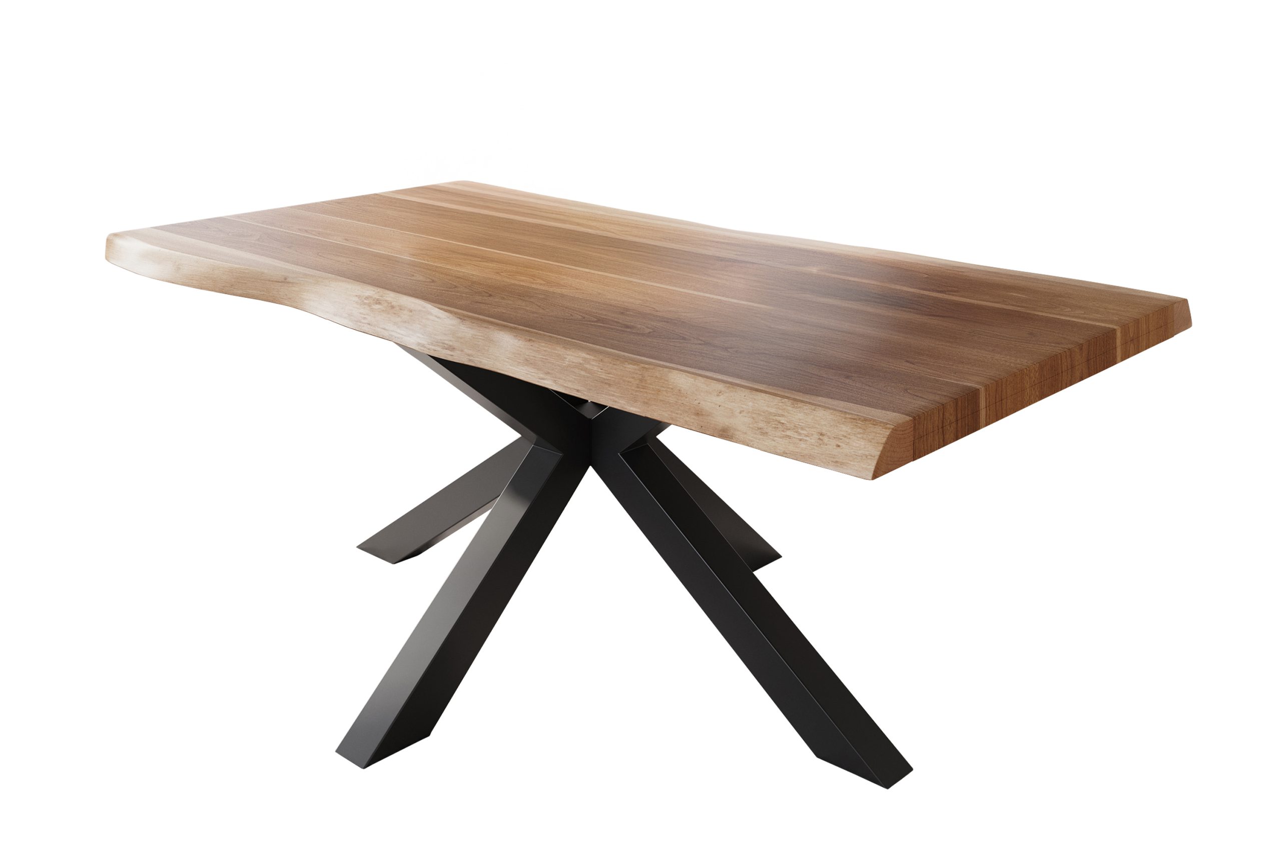 Esstisch 180 x 90 cm Akazie massiv natur Baumkantentisch Spider-Gestell schwarz ATLAS – Bild 3